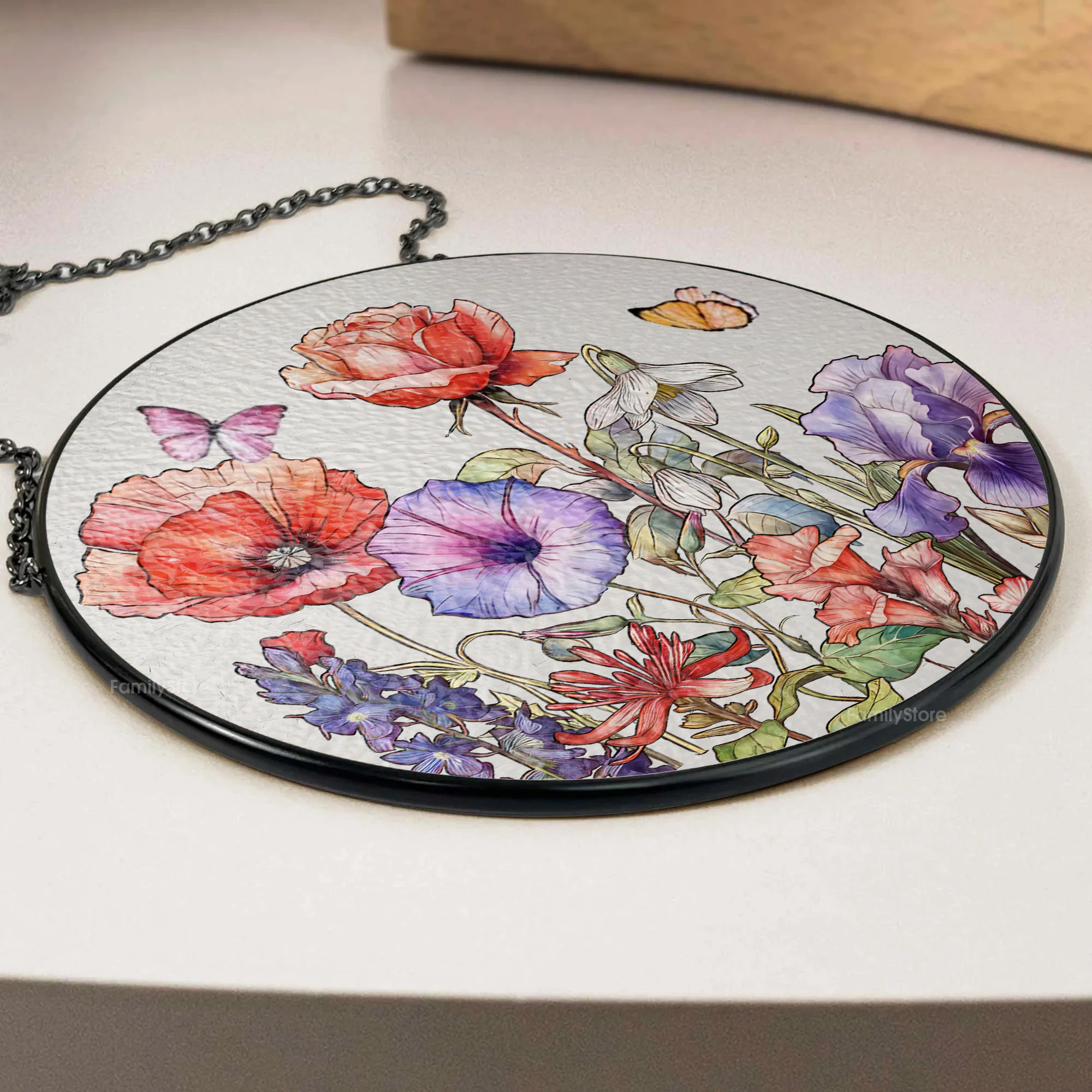 Her Love Blooms In Every Season - Personalized Stained Glass Window Hanging Suncatcher -  Gift For Mom, Daughter, Grandma, Mother's Day | NA94 - Image 3