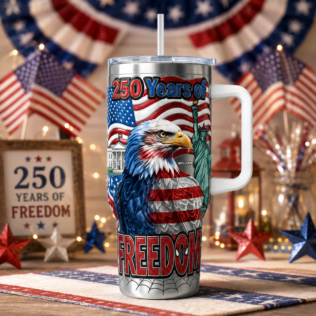 Hero Eagle 250 Years Of Freedom - Personalized Tumbler - Patriotic Gift For Family - DeMe