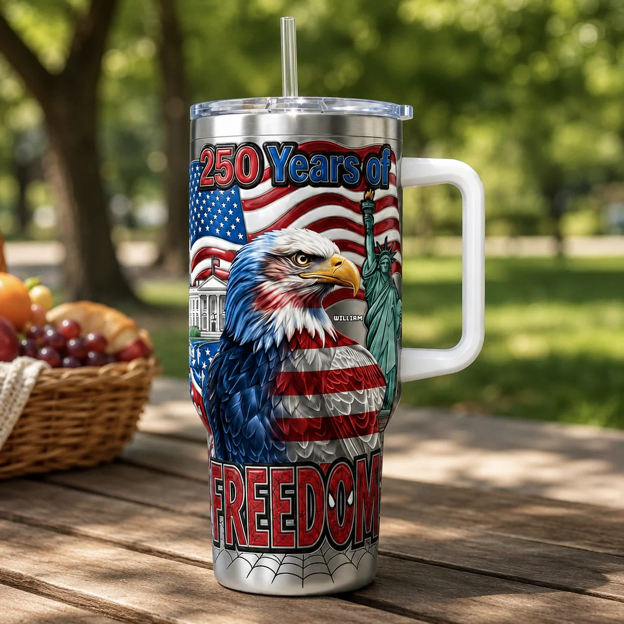 Hero Eagle 250 Years Of Freedom - Personalized Tumbler - Patriotic Gift For Family - DeMe - Image 3