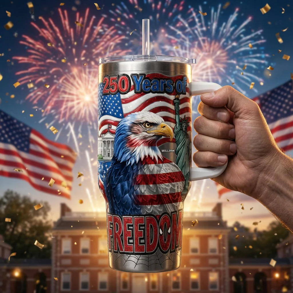 Hero Eagle 250 Years Of Freedom - Personalized Tumbler - Patriotic Gift For Family - DeMe - Image 4