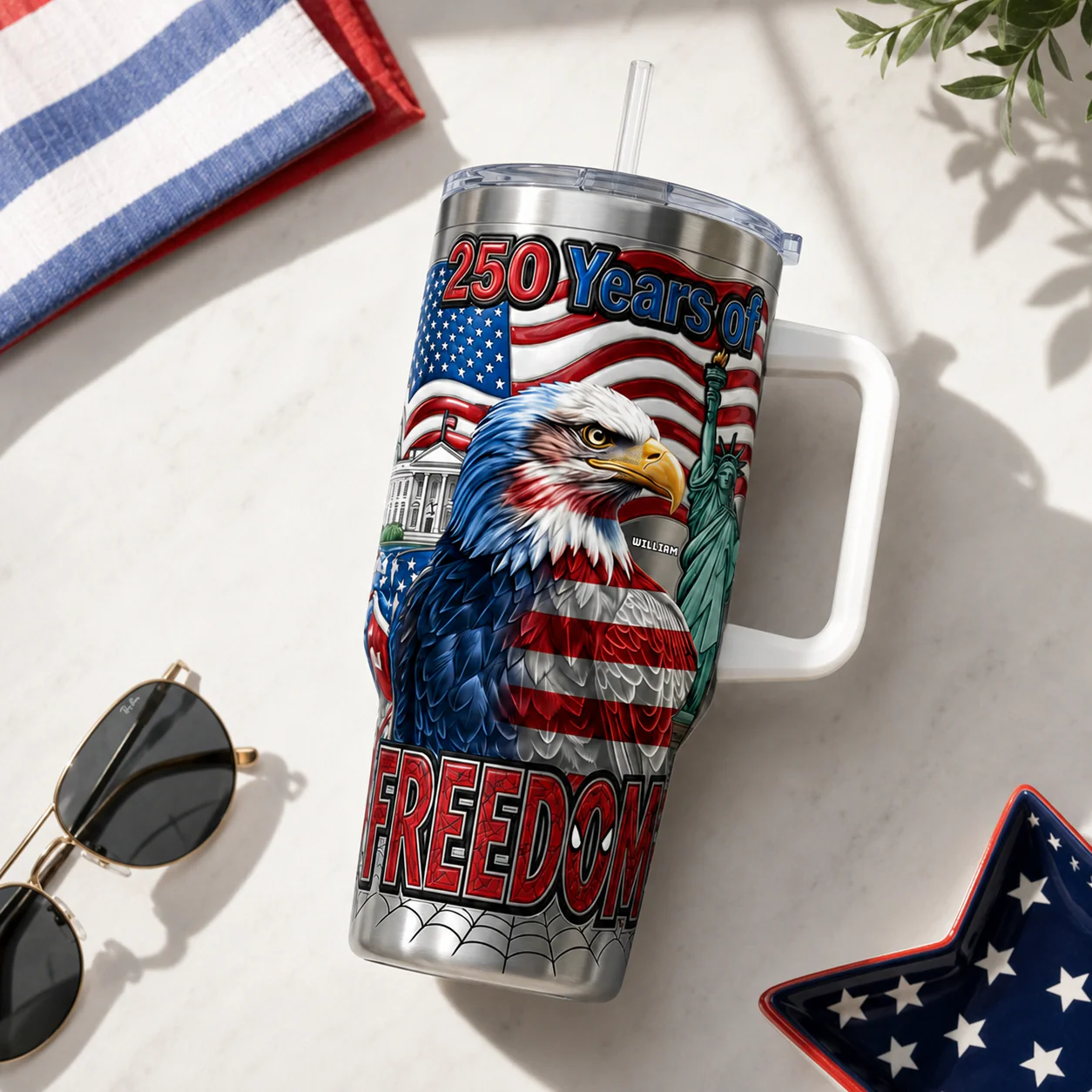 Hero Eagle 250 Years Of Freedom - Personalized Tumbler - Patriotic Gift For Family - DeMe - Image 5