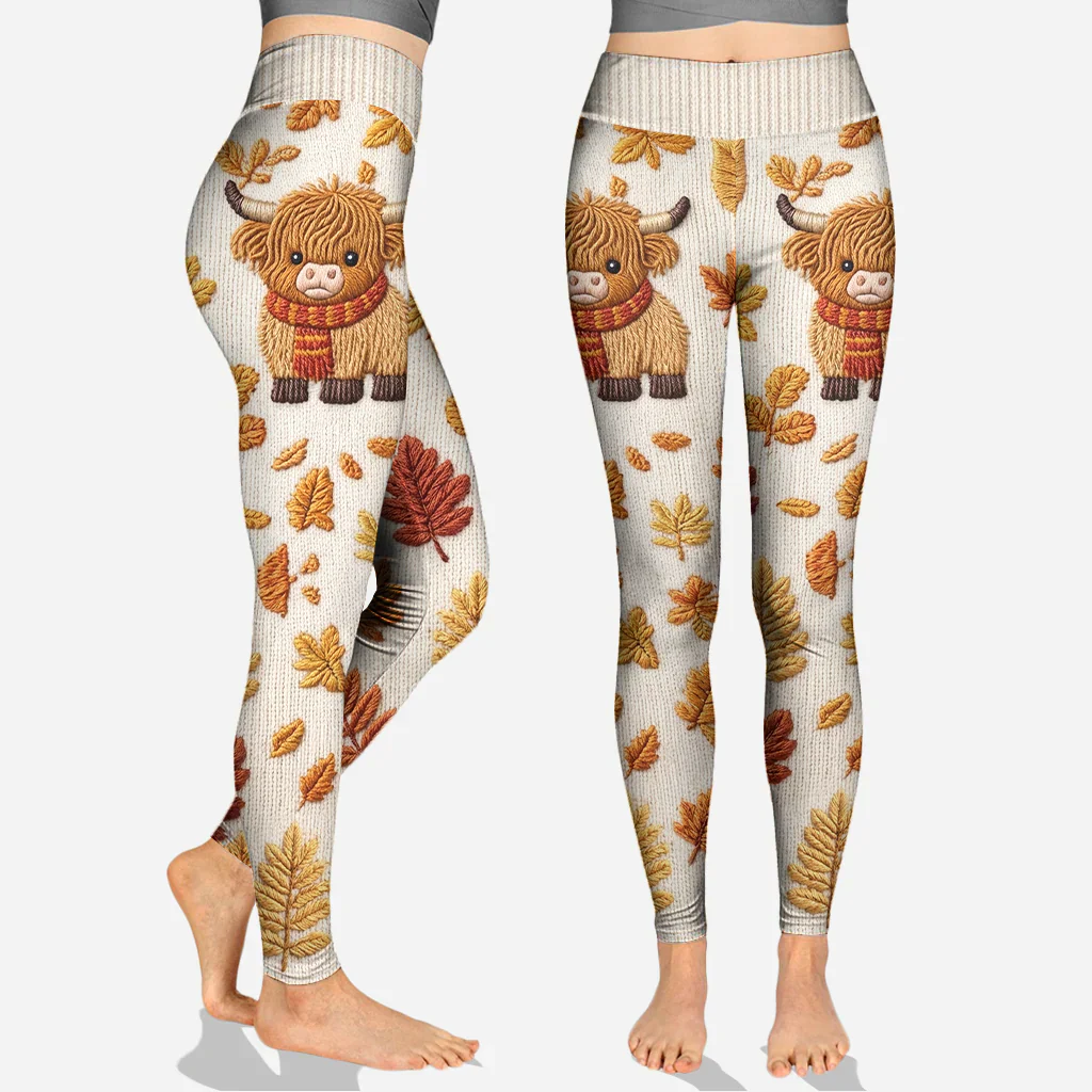 Highland Cow Fall Vibes - Personalized Hoodie And Leggings - Gift For Her, Farmers - Image 3