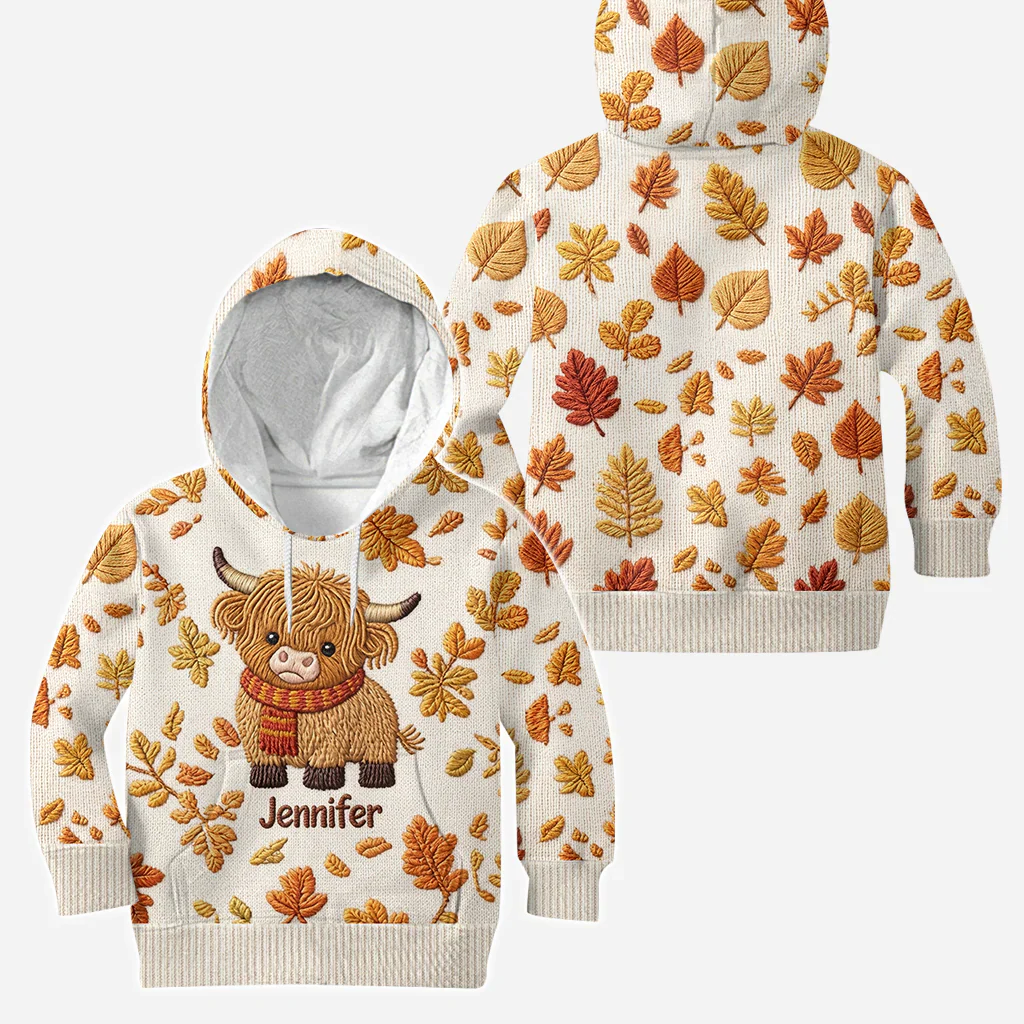 Highland Cow Fall Vibes - Personalized Hoodie And Leggings - Gift For Her, Farmers - Image 7