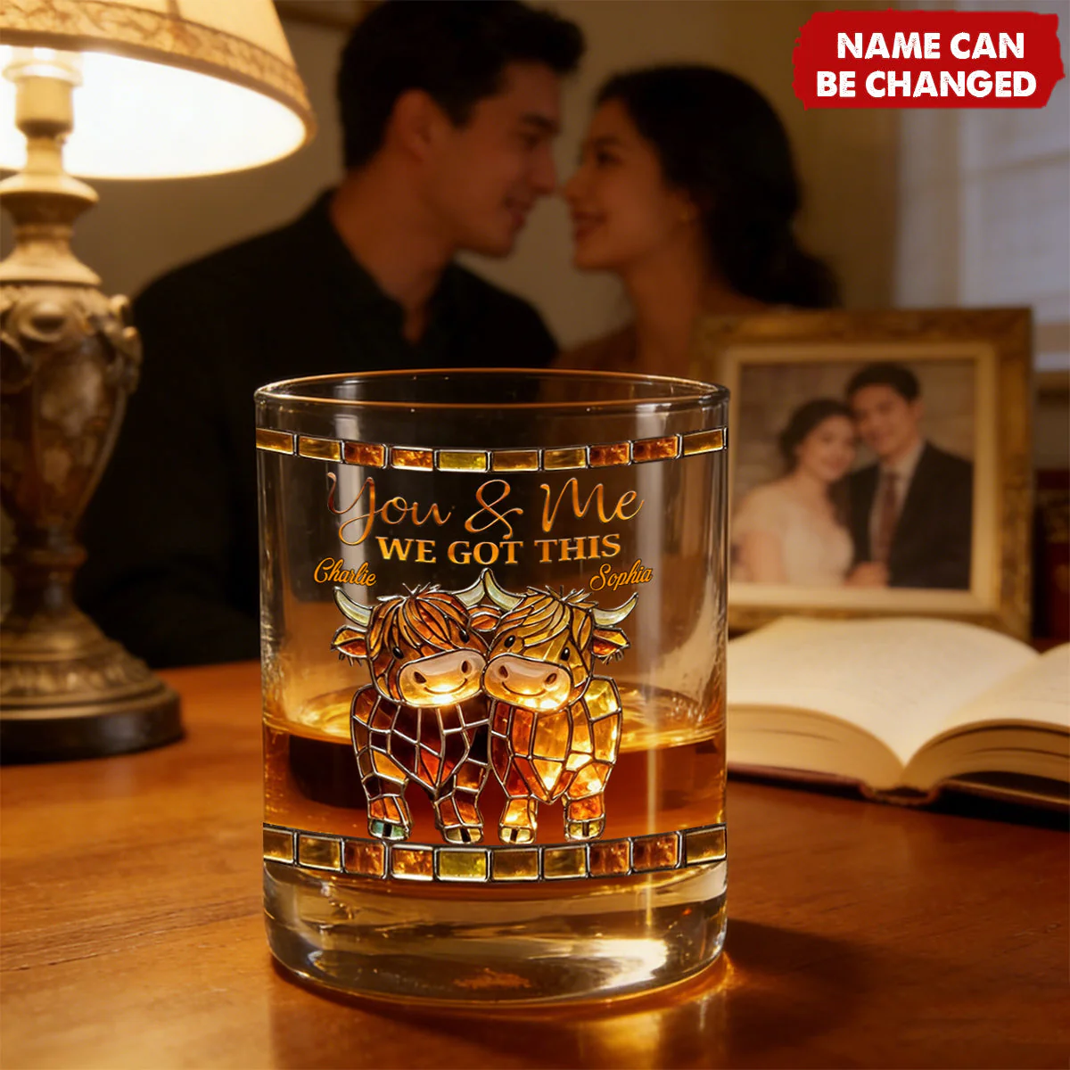 Highland Cow We Got This - Personalized Whiskey Glass - Gift For Couple