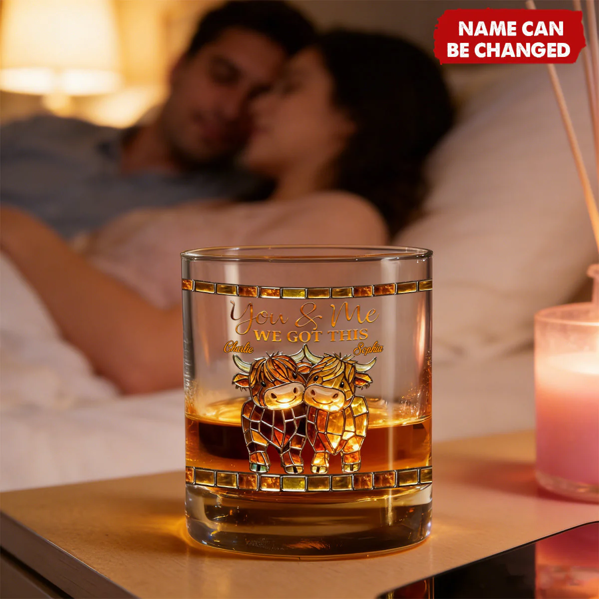 Highland Cow We Got This - Personalized Whiskey Glass - Gift For Couple - Image 2