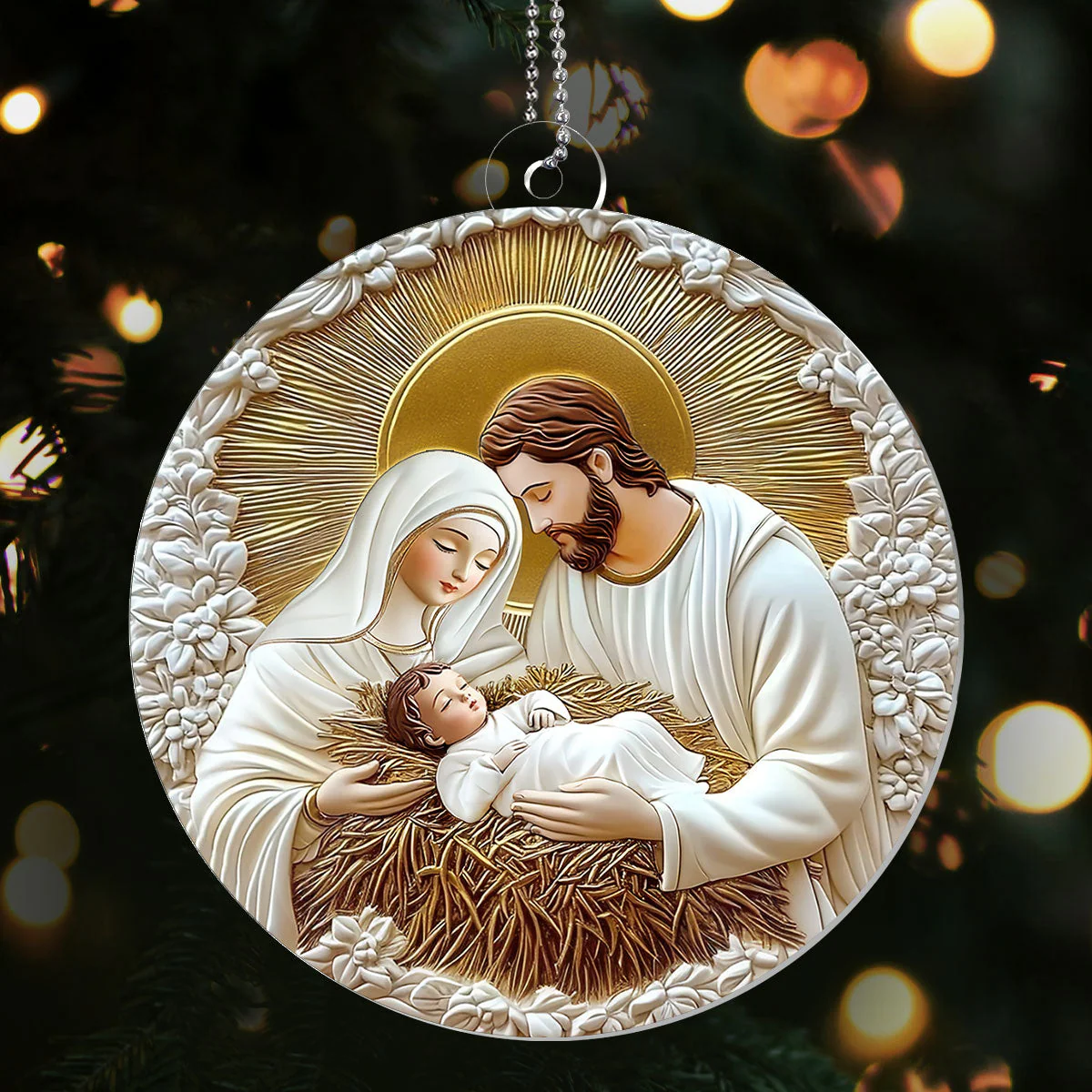 Holy Family Blessing - Personalized Acrylic Ornament - Gift for Christmas, for Family HL128