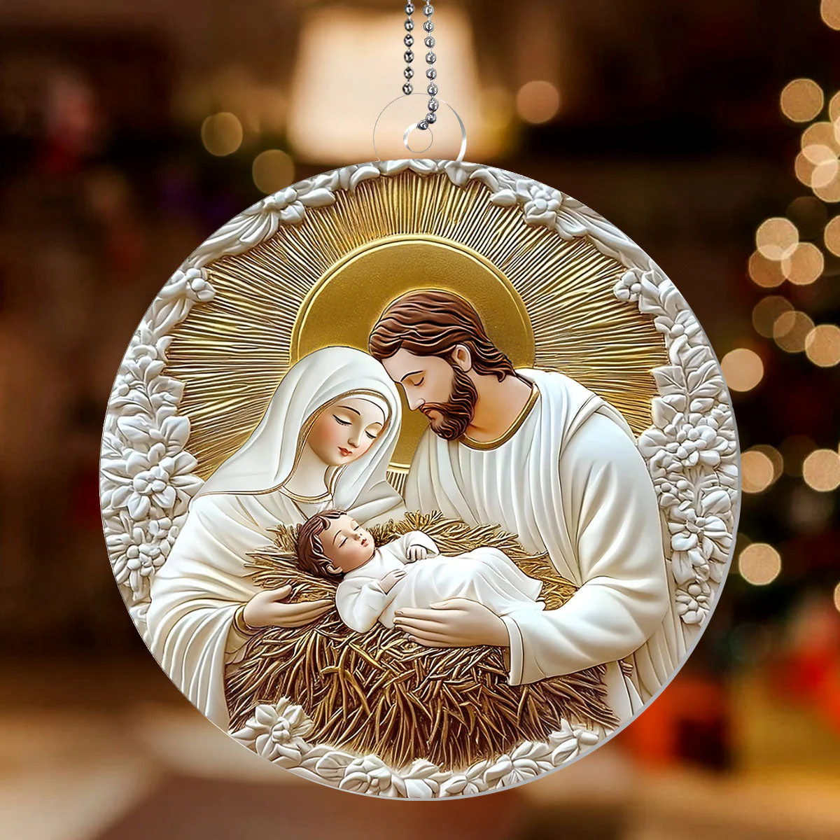 Holy Family Blessing - Personalized Acrylic Ornament - Gift for Christmas, for Family HL128 - Image 2
