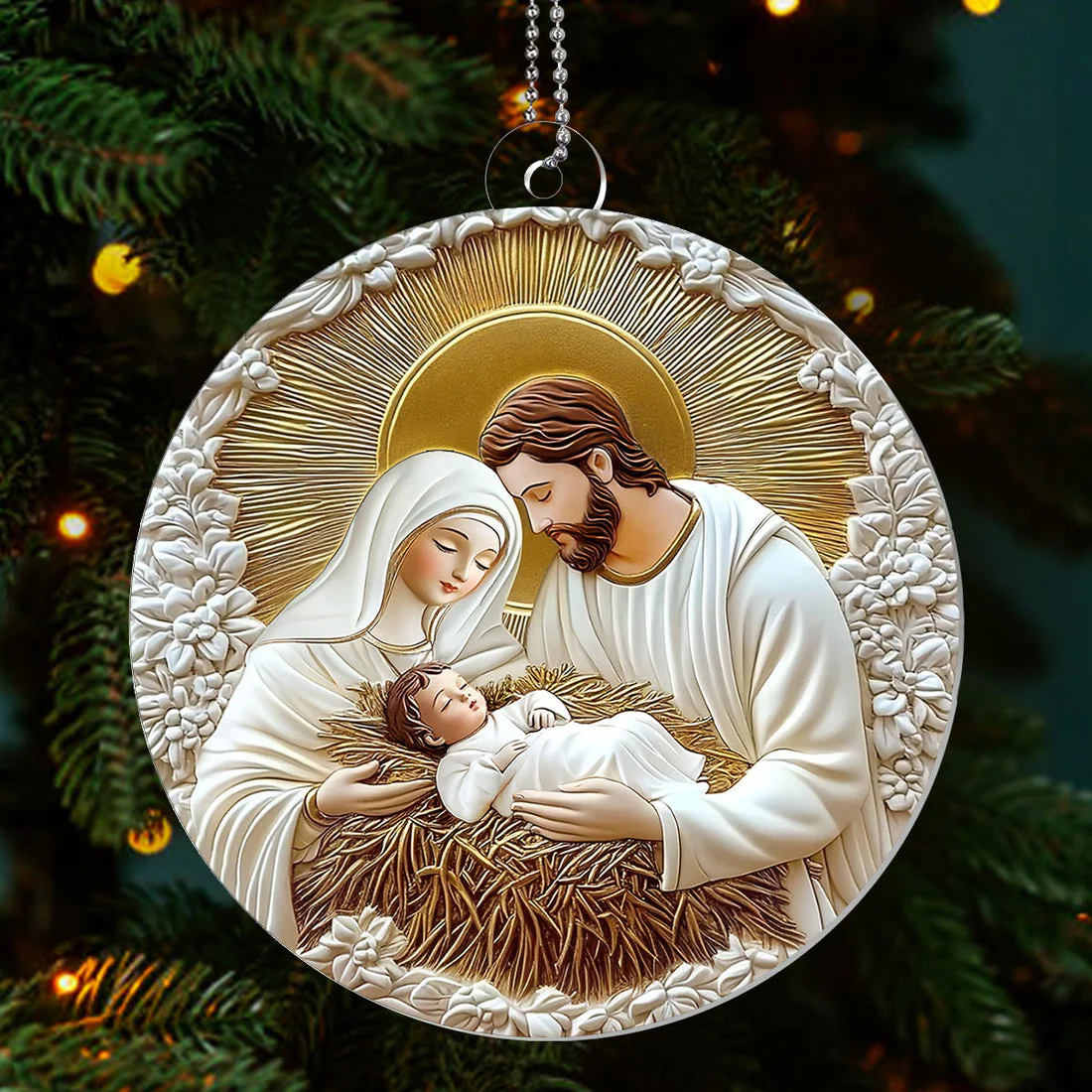 Holy Family Blessing - Personalized Acrylic Ornament - Gift for Christmas, for Family HL128 - Image 3
