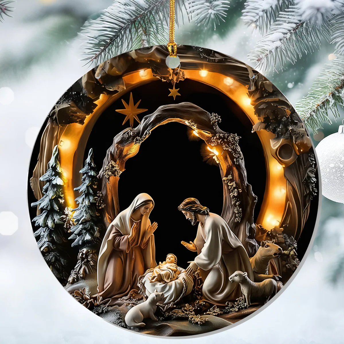 Holy Nativity Scene Christmas - Acrylic Ornament TD118