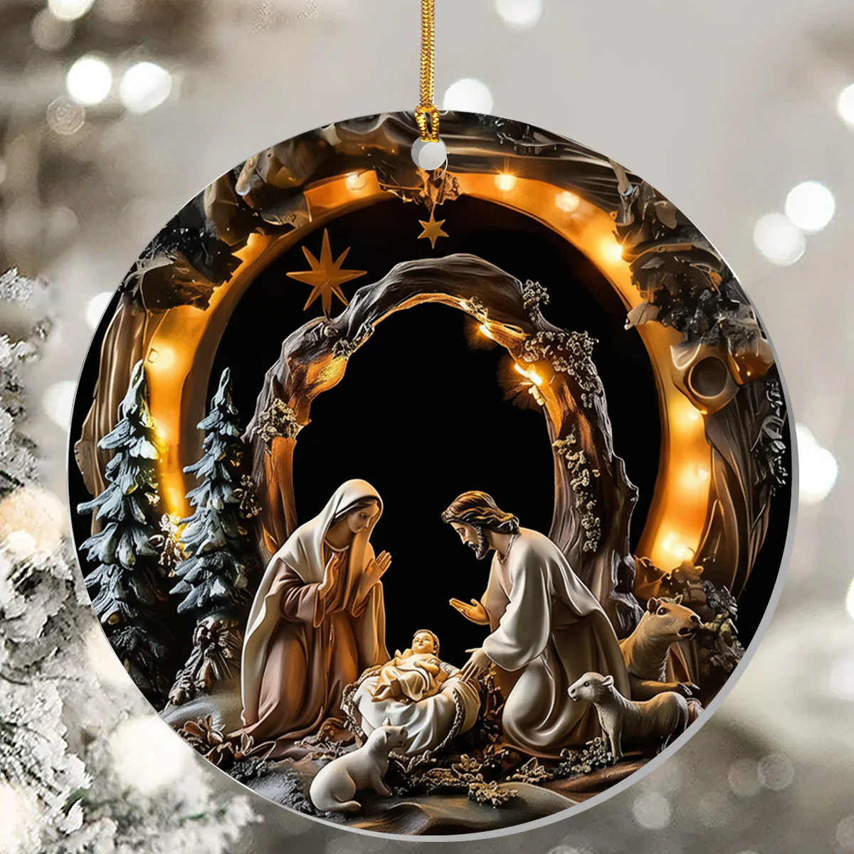 Holy Nativity Scene Christmas - Acrylic Ornament TD118 - Image 2