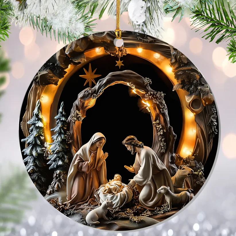 Holy Nativity Scene Christmas - Acrylic Ornament TD118 - Image 3