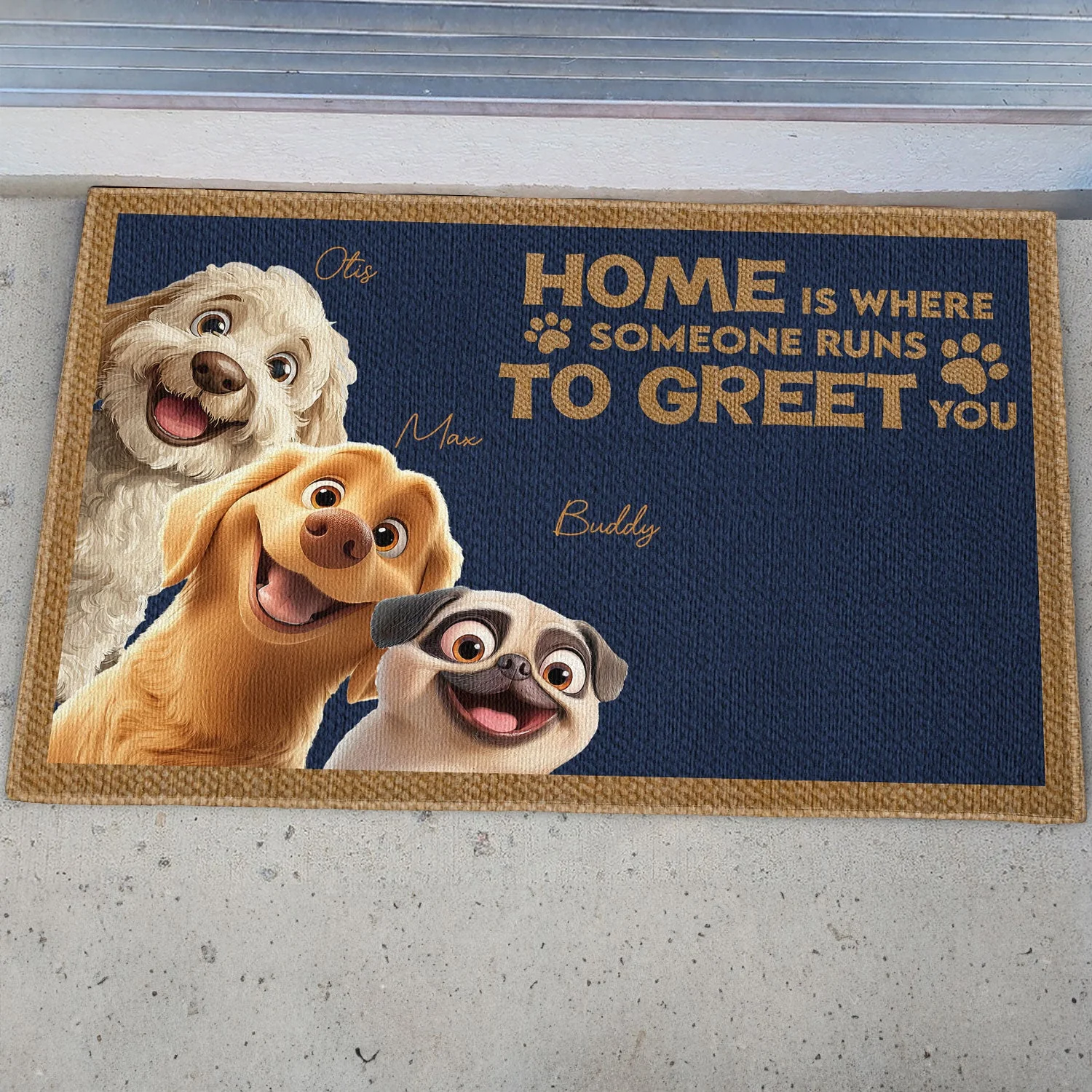 Home Is Where Someone Runs To Greet You - Personalized Doormat - Gift for Pet Owners, Pet Lovers, Dog Mom, Dog Dad | CLP15 NH96
