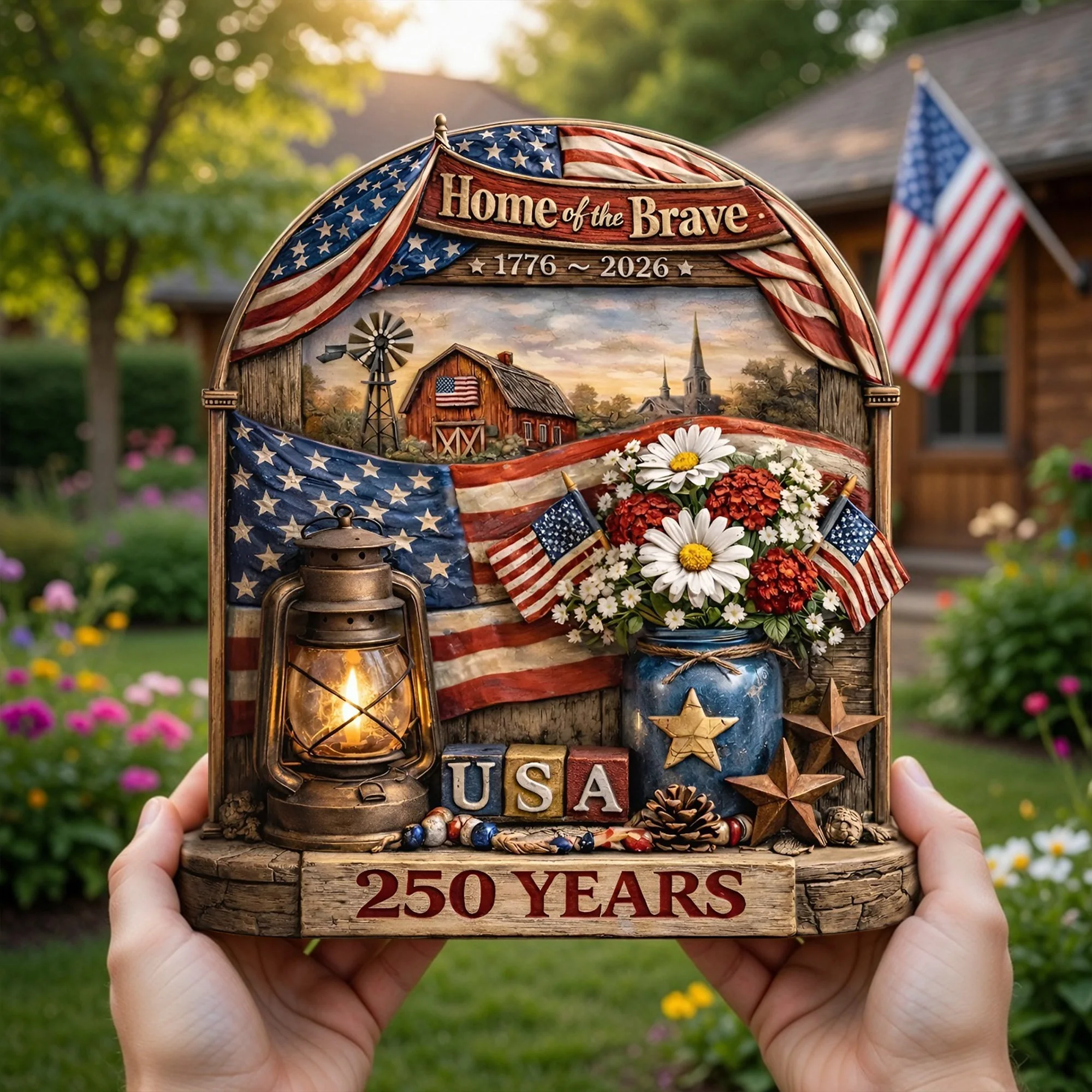 Home Of The Brave USA 250 Years - Shape Acrylic Plaque - Gifts For Patriotics - Image 2