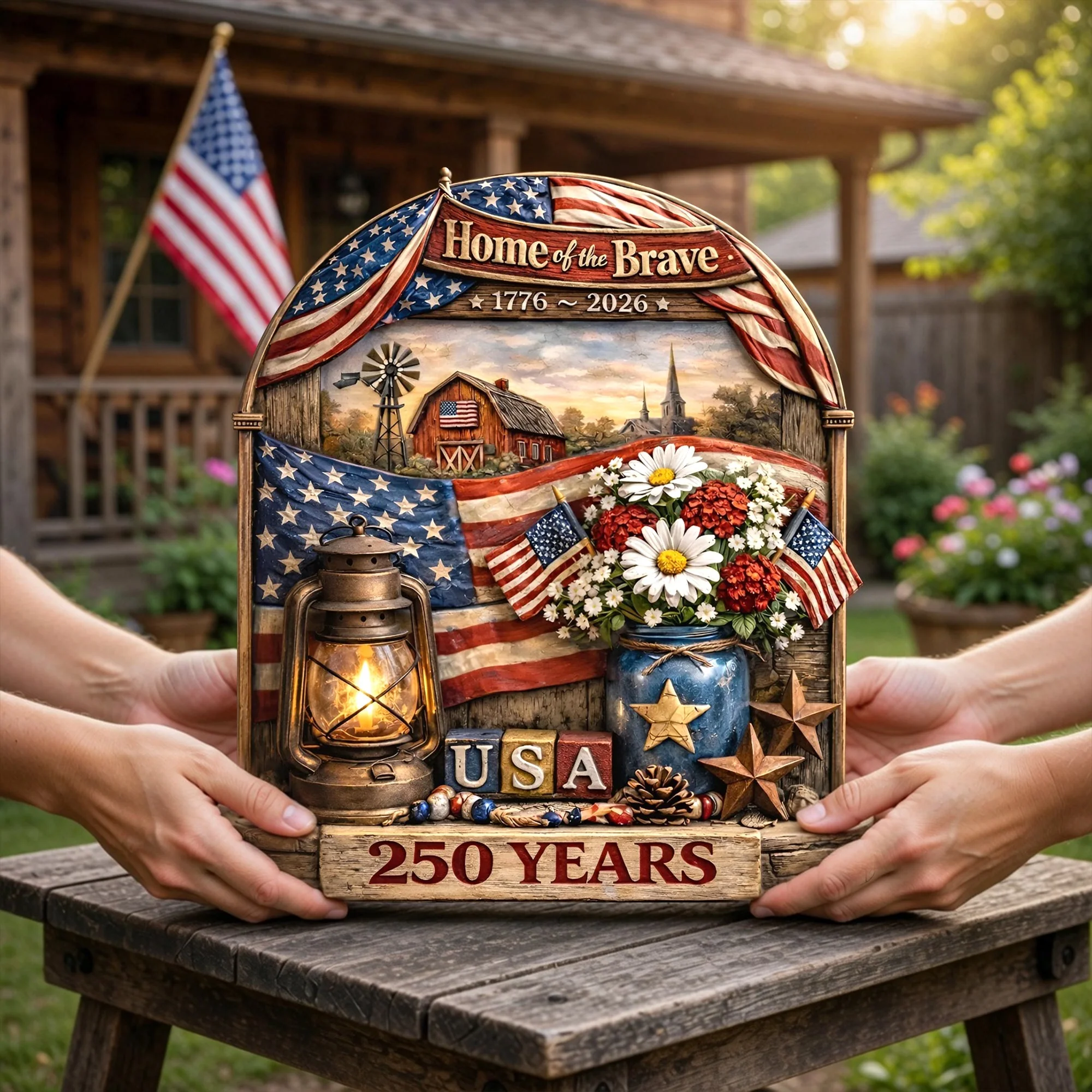 Home Of The Brave USA 250 Years - Shape Acrylic Plaque - Gifts For Patriotics - Image 3