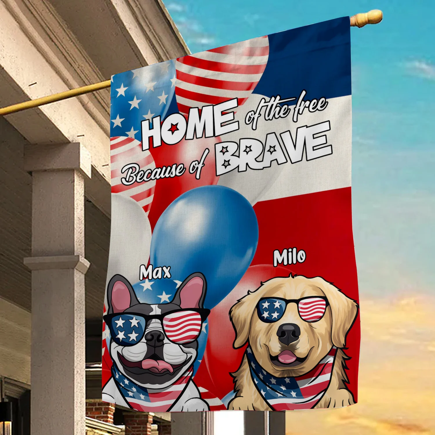 Home Of The Free Because Of The Brave - Gift For Pet Lovers - Personalized Flag - Image 3
