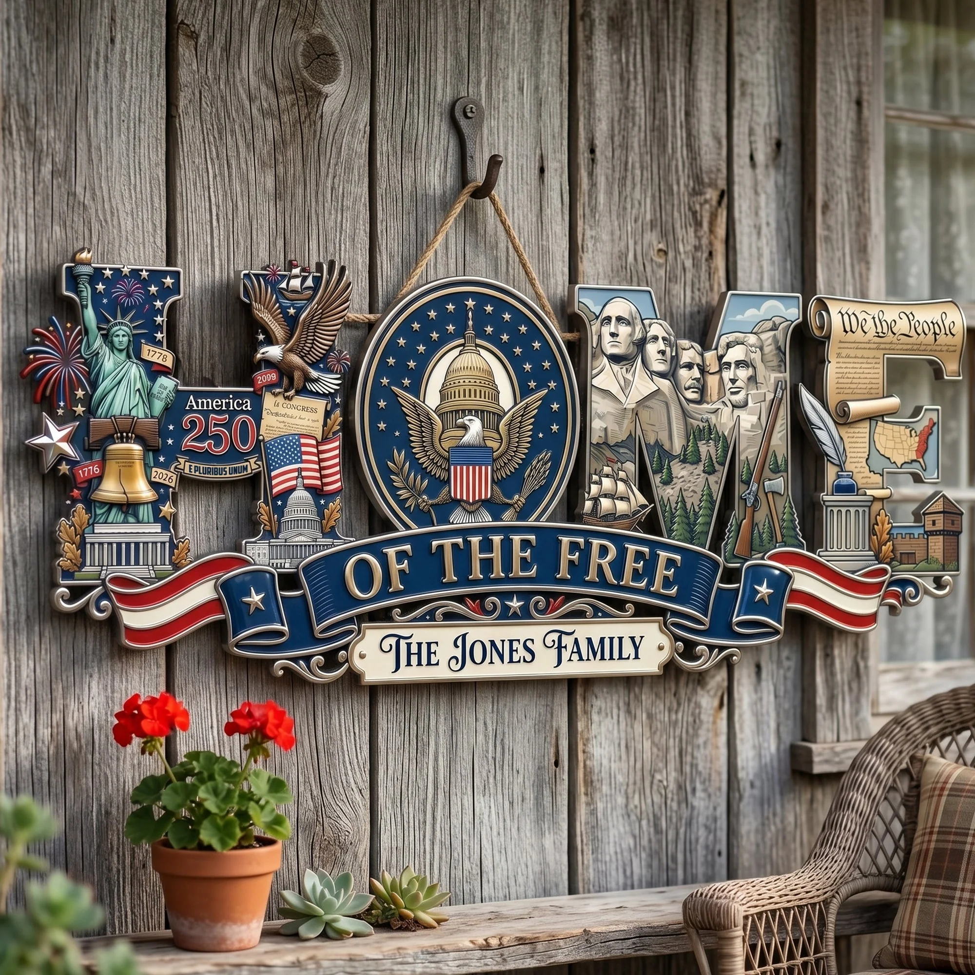 Home Of The Free - Personalized Custom Shaped Metal Sign - Gift For Family, Patriots