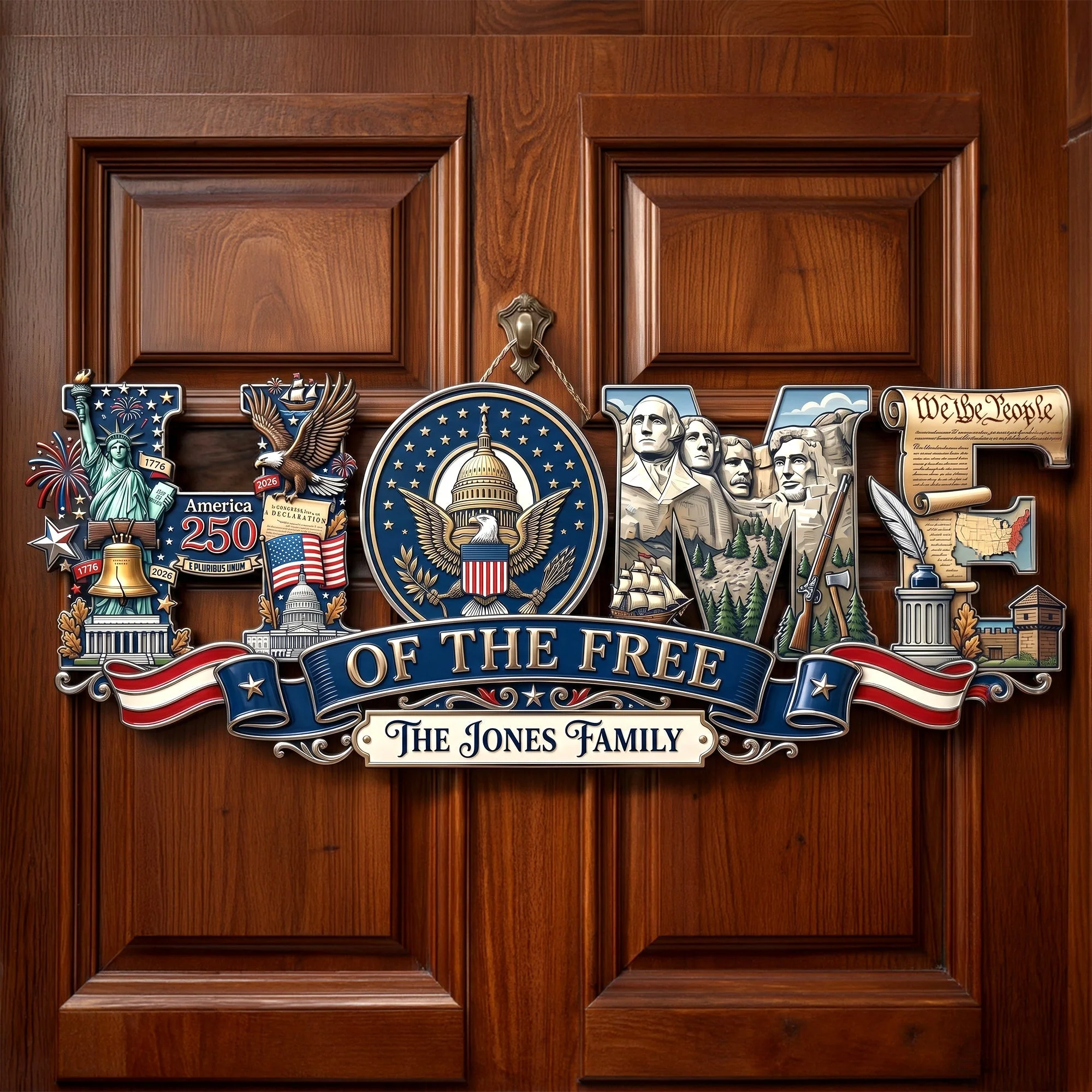 Home Of The Free - Personalized Custom Shaped Metal Sign - Gift For Family, Patriots - Image 2