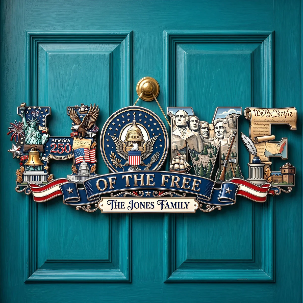 Home Of The Free - Personalized Custom Shaped Metal Sign - Gift For Family, Patriots - Image 3