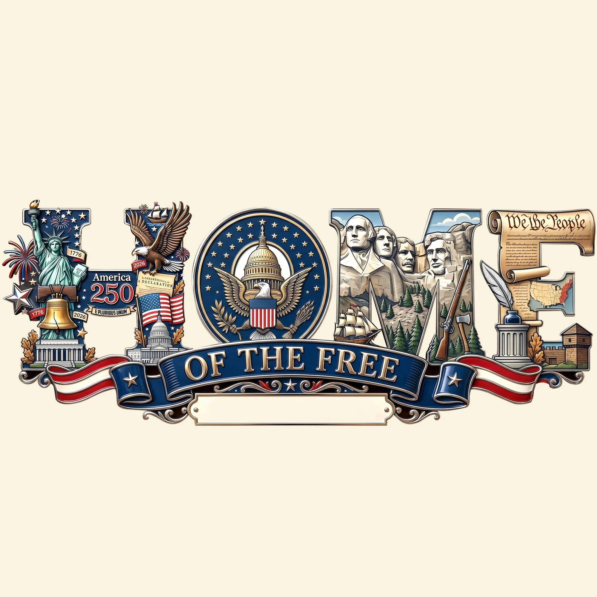 Home Of The Free - Personalized Custom Shaped Metal Sign - Gift For Family, Patriots - Image 5
