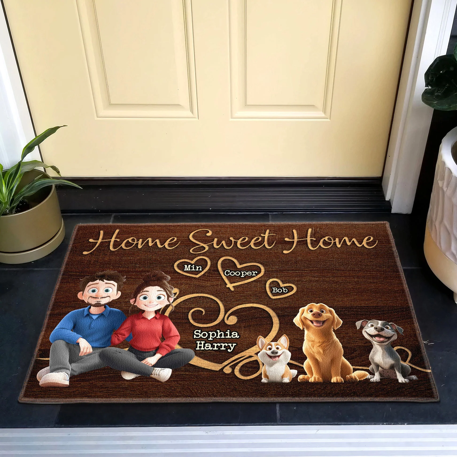 Home Sweet Home - Personalized Doormat - Gift for Pet Owners, Dog Lovers, Dog Dad, Dog Mom, Cat Lovers, Cat Mom | CLP15 NH96 - Image 2