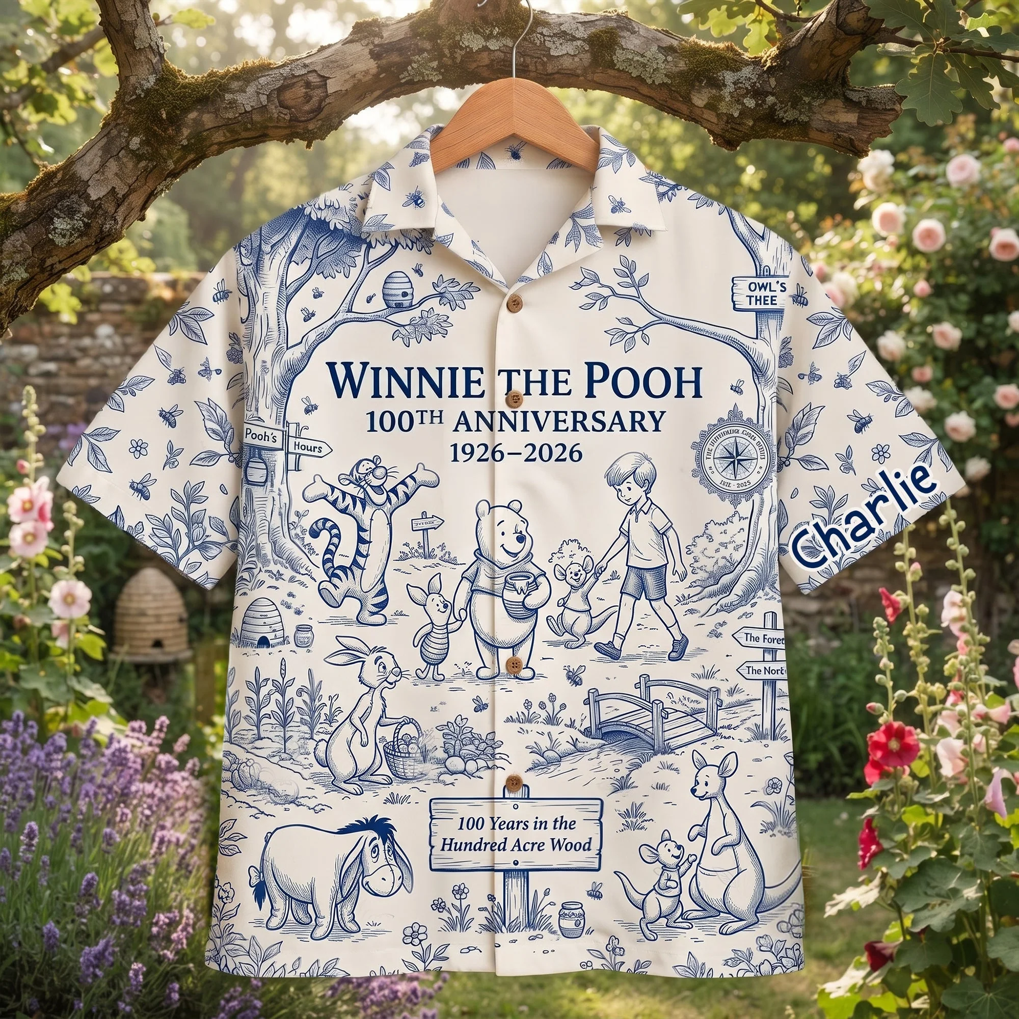 Honey Bear 100th Anniversary Toile De Jouy - Personalized Hawaiian Shirt - Gift For Fans - DSNY - Image 4