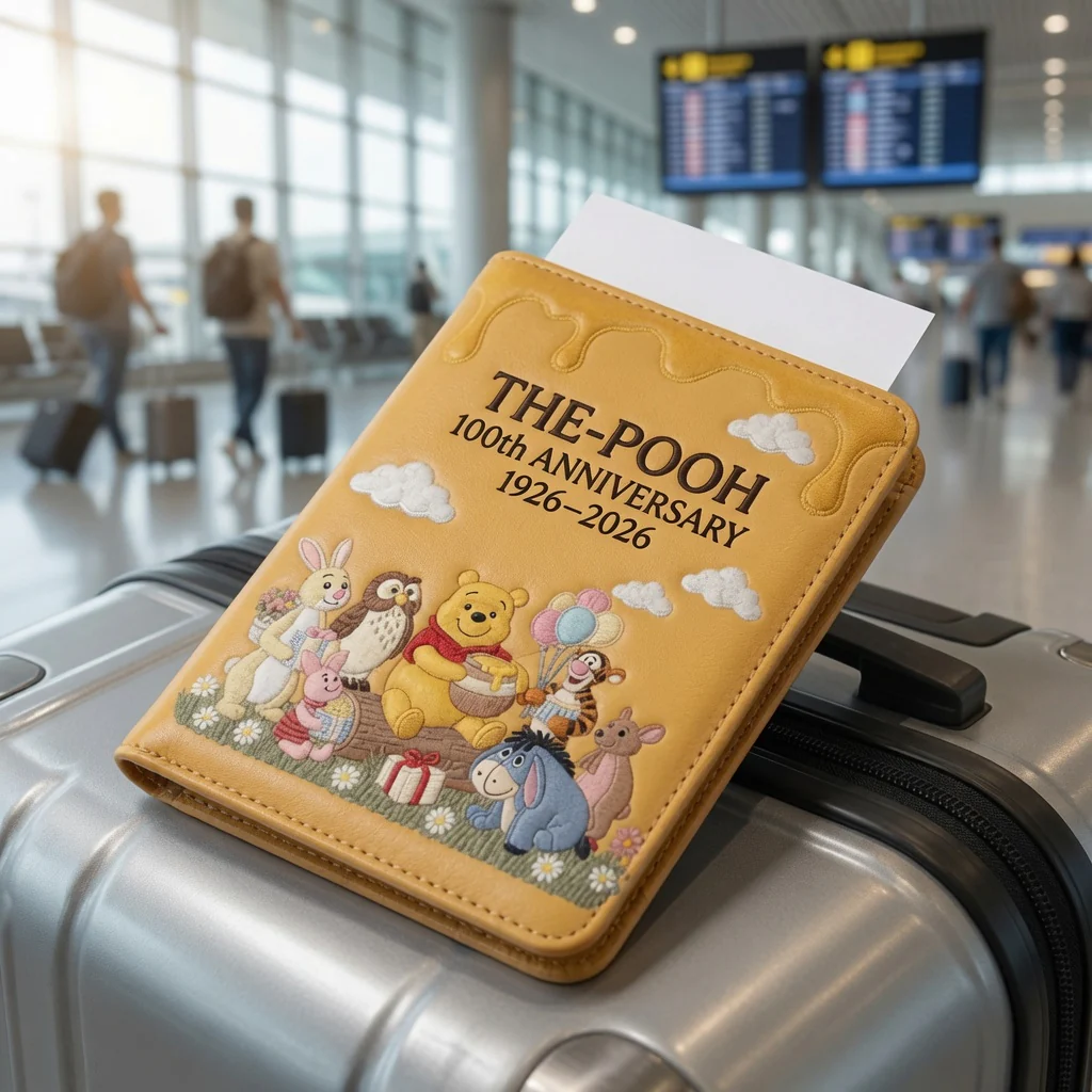 Honey Bear Celebrate 100 Years Of Friendship - Personalized Passport Holder & Luggage Tag Set - Vacation Gift for Travelers - DSNY - Image 3