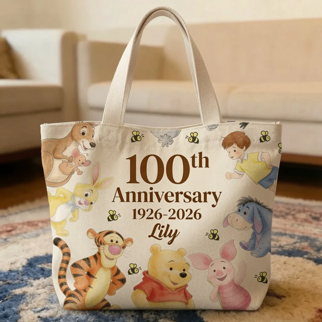 Honey Bear Celebrate 100 Years Of Friendship - Personalized Tote Bag - Gift For Movie Fans - DSNY - Image 3