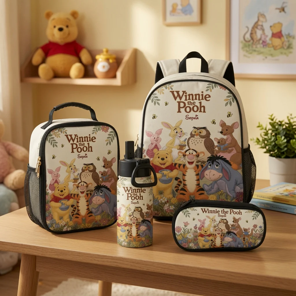 Honey Bear Friends - Personalized Backpack, Lunch Bag, Pencil Case & Water Bottle - Back To School Gifts - DSNY