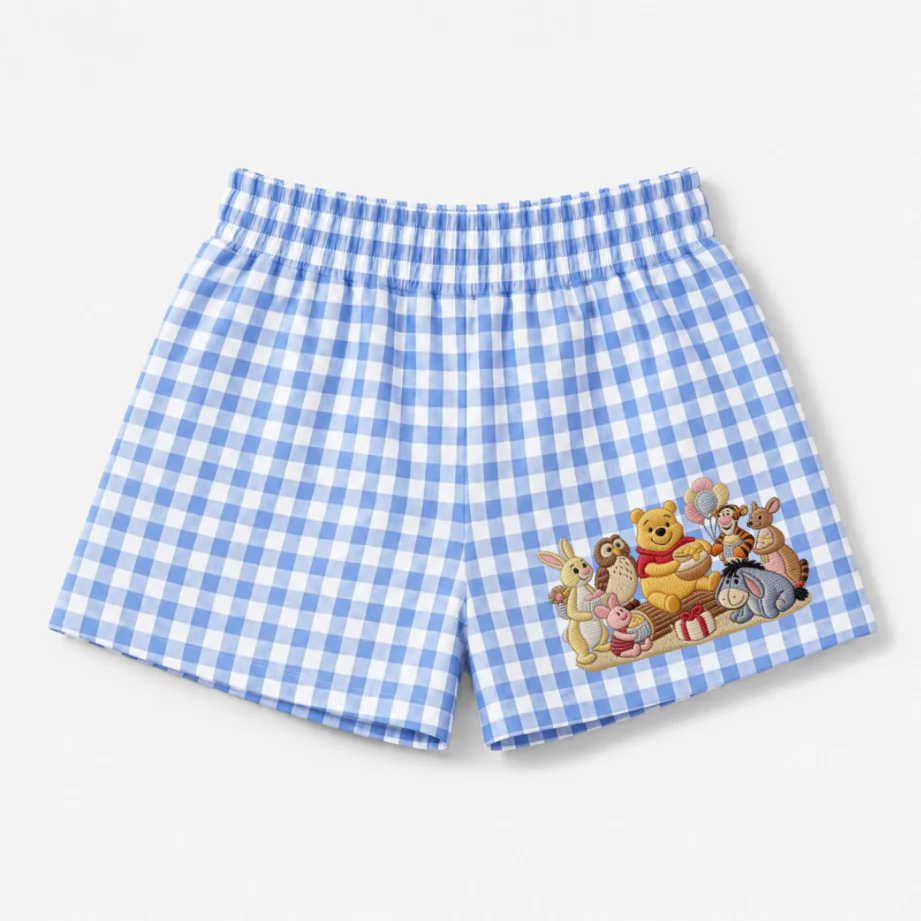 Honey Bear Friends - Personalized Embroidery Gingham Short - Gift For Her, Movie Fans - DSNY - Image 6