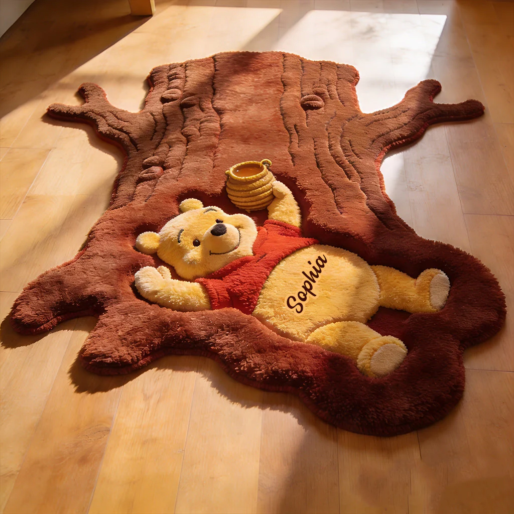 Honey Bear In Tree Trunk - Personalized Non-Slip Tufted Rug - Gift For Family, Movie Fans - Image 5