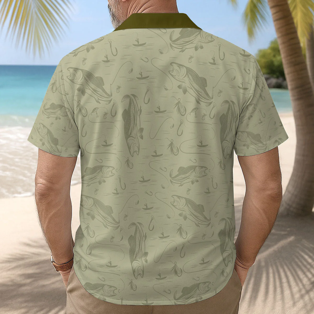 Hooked On Being Dad - Personalized Hawaiian Shirt - Gift For Dad, Grandpa, Fishing Lover - Image 2