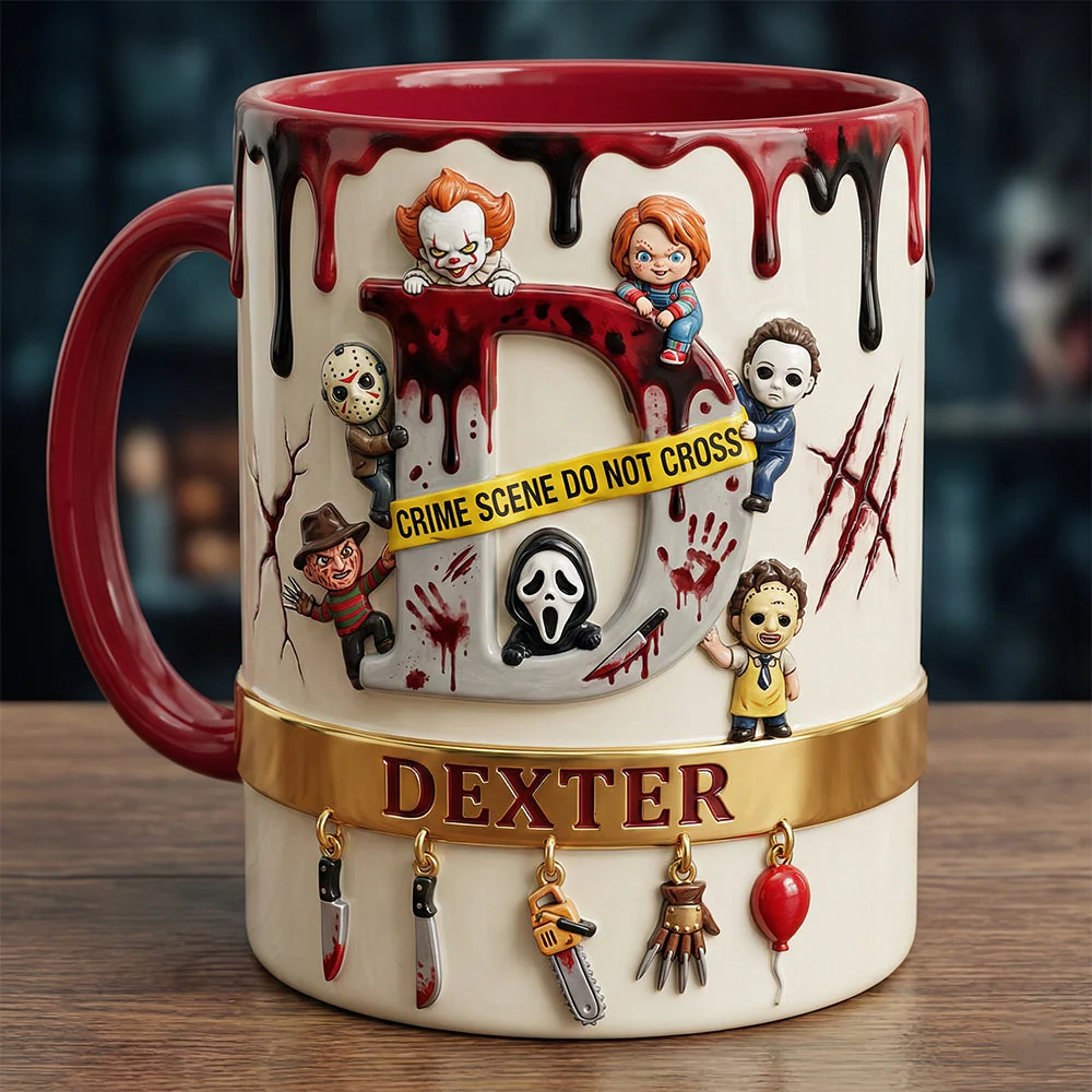 Horror Movies Slay Party Alphabet Initial Letter - Personalized  Accent Mug - Gifts For Horror Fans - Image 2