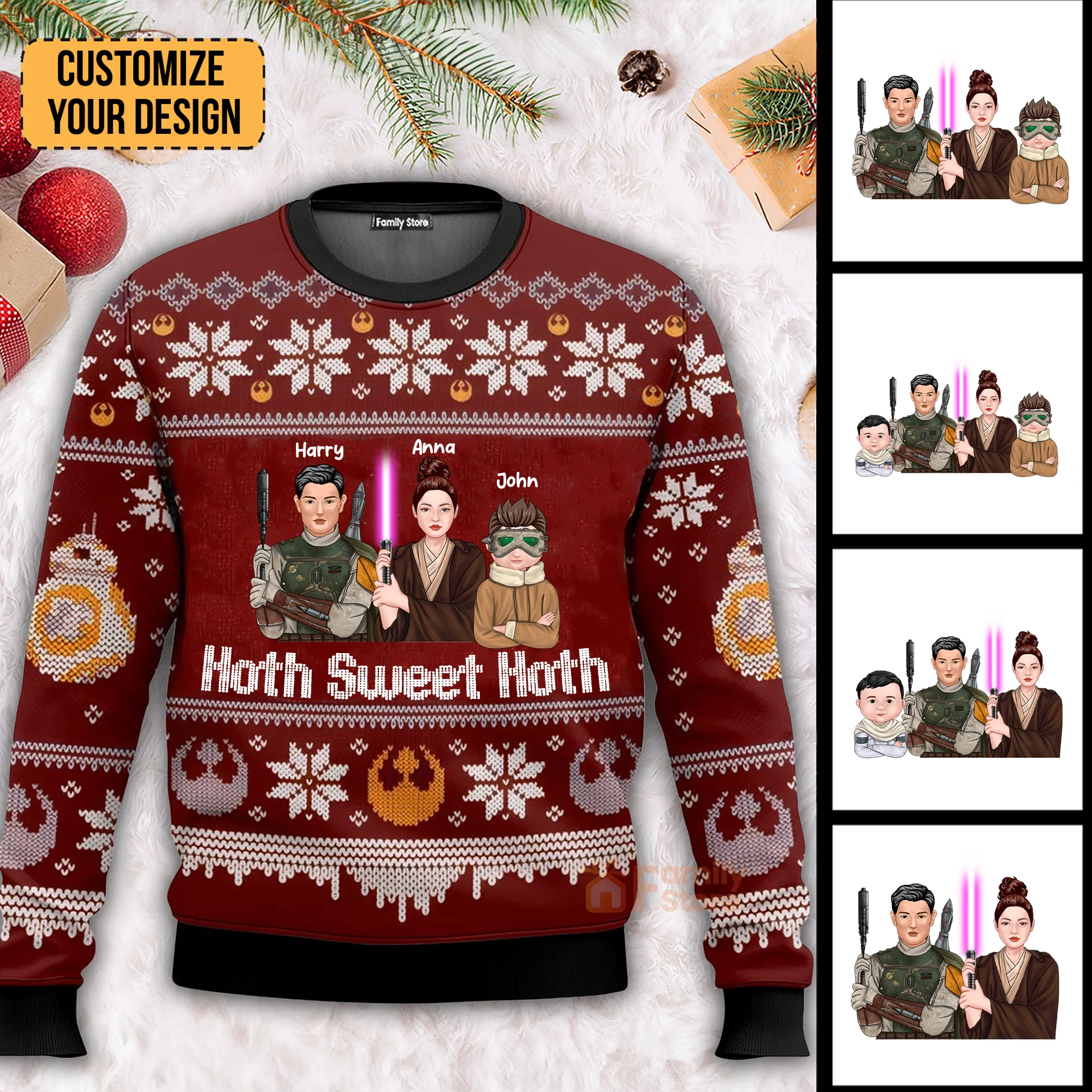 Hoth Sweet Hoth Family From Galaxy Stwa - Personalized Ugly Sweater - Gift Christmas For Family Memmber - CL46 NA94 - Image 2