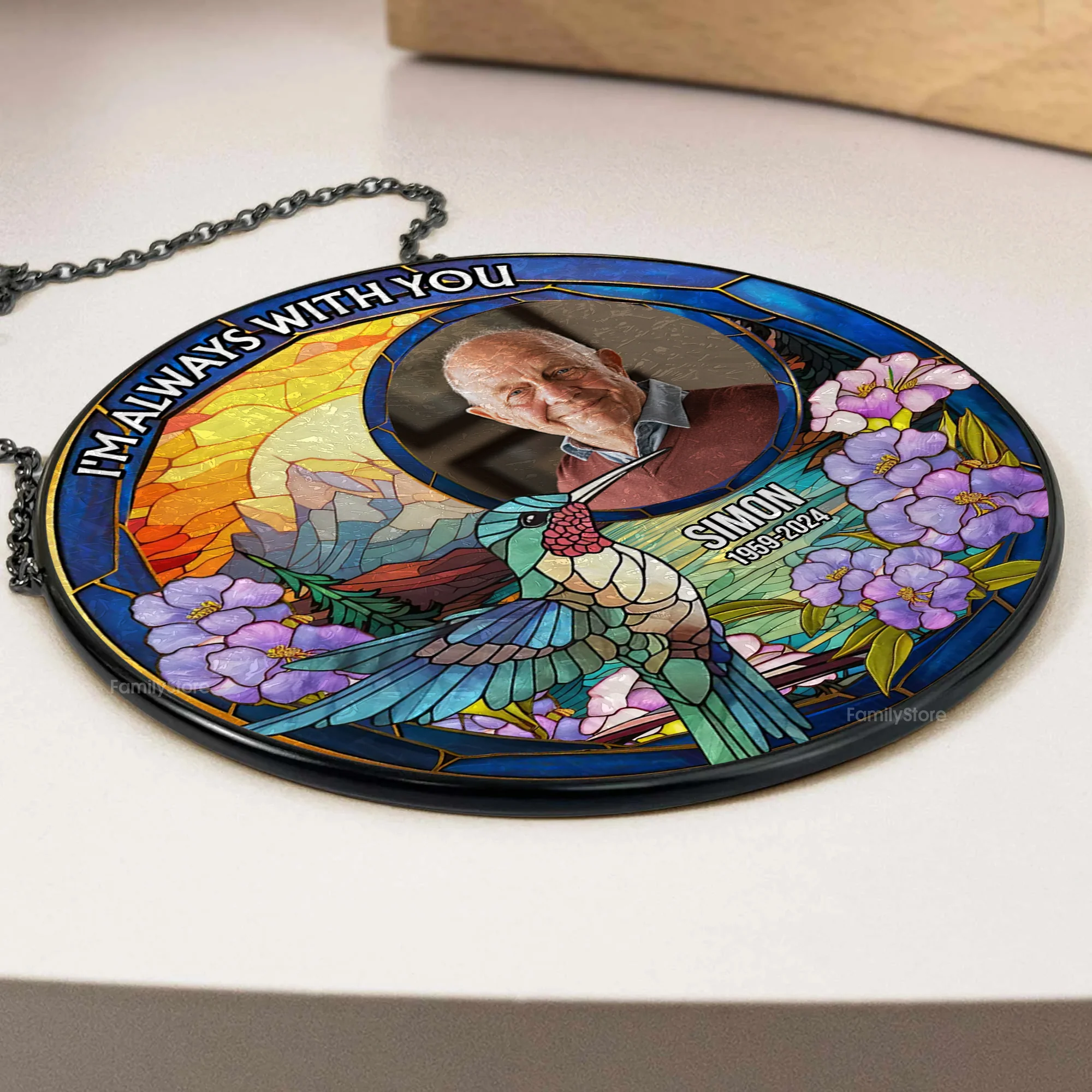 HummingBird Memorial, I Am Always With You - Memorial Gift - Personalized Stained Glass Window Hanging Suncatcher - NA94 - Image 3