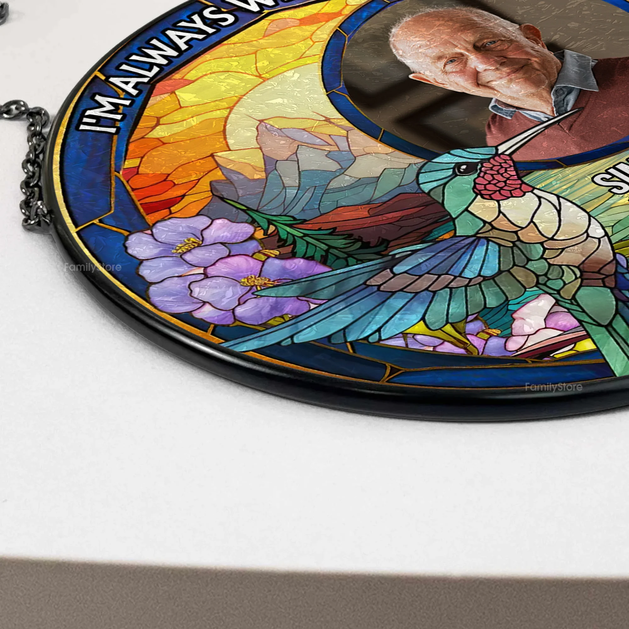 HummingBird Memorial, I Am Always With You - Memorial Gift - Personalized Stained Glass Window Hanging Suncatcher - NA94 - Image 4