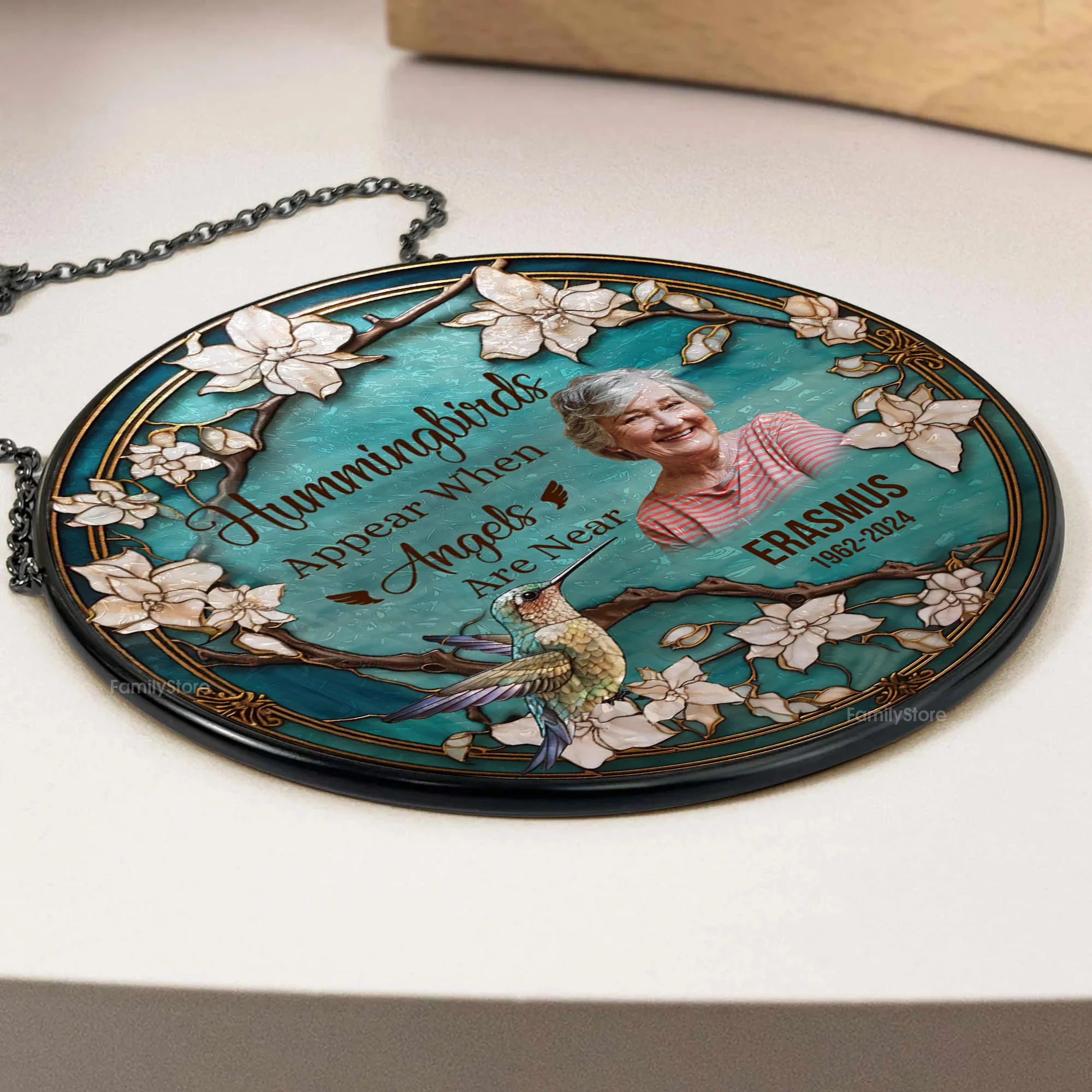 Hummingbirds Appear When Angels Are Near - Memorial Gift - Personalized Stained Glass Window Hanging Suncatcher - NA94 - Image 3