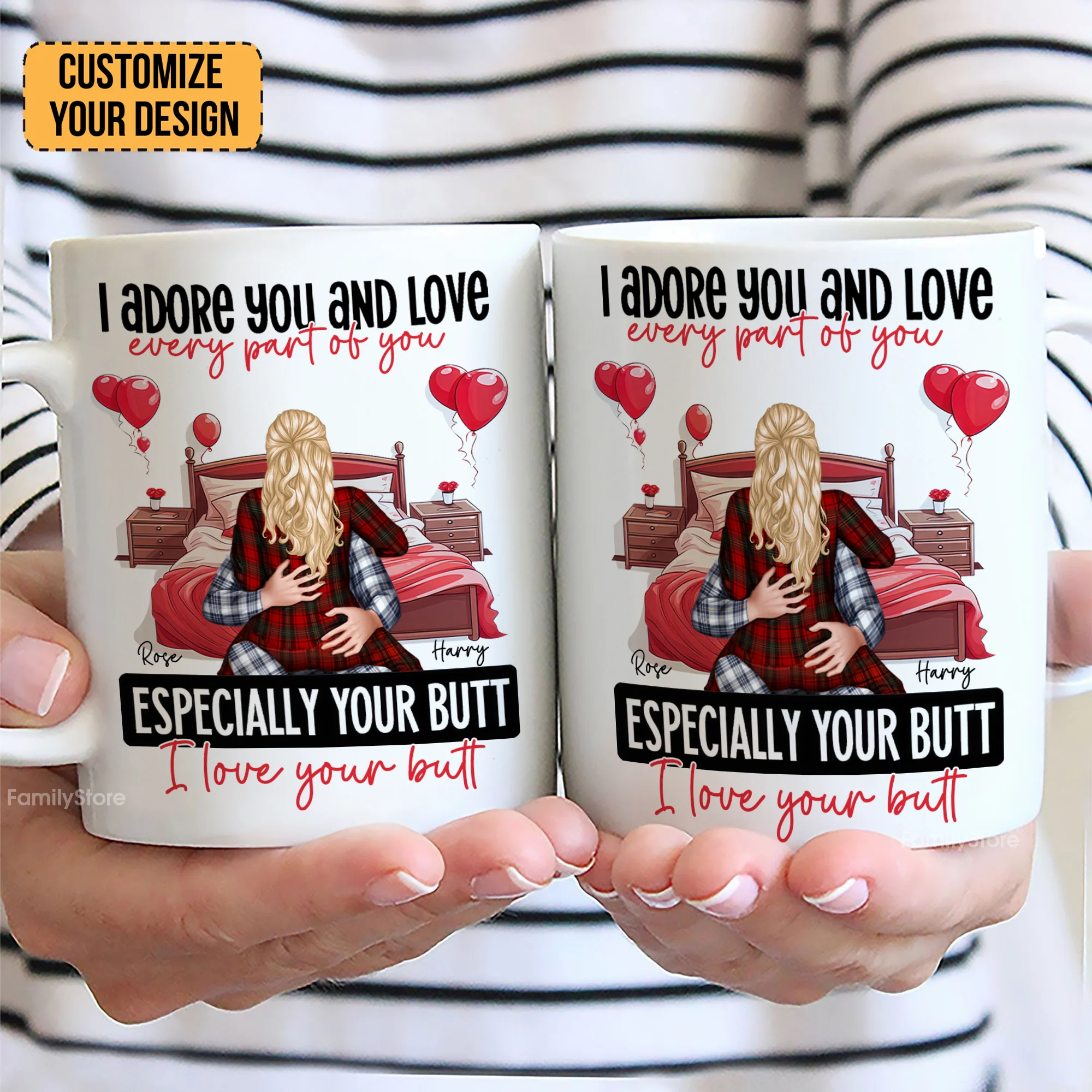 I Adore You And Love Every Par Of You I Love Your Butt - Personalized Ceramic Mug - Gift For Couple, Husband Wife - CL28 NH96 - Image 2