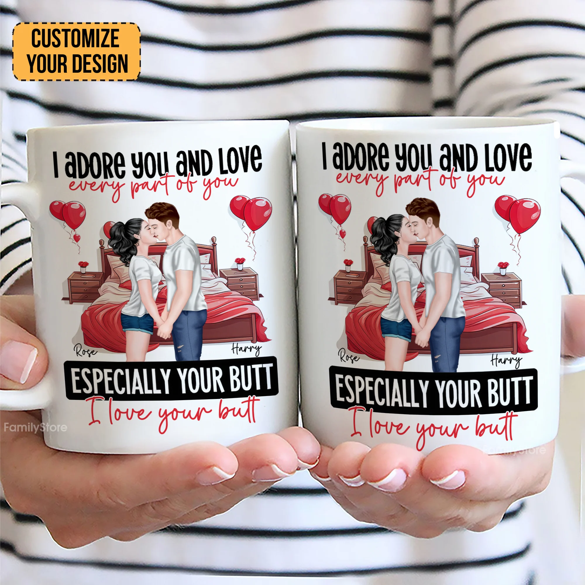 I Adore You And Love Every Par Of You I Love Your Butt - Personalized Ceramic Mug - Gift For Couple, Husband Wife - CL30 NH96 - Image 2
