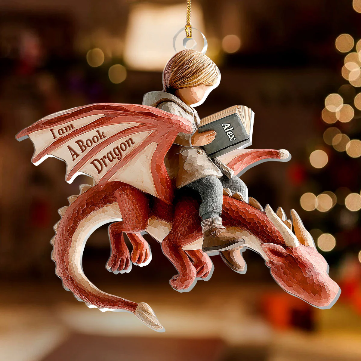 I Am A Book Dragon - Personalized Acrylic Ornament - Gift For Book Lover - Image 2