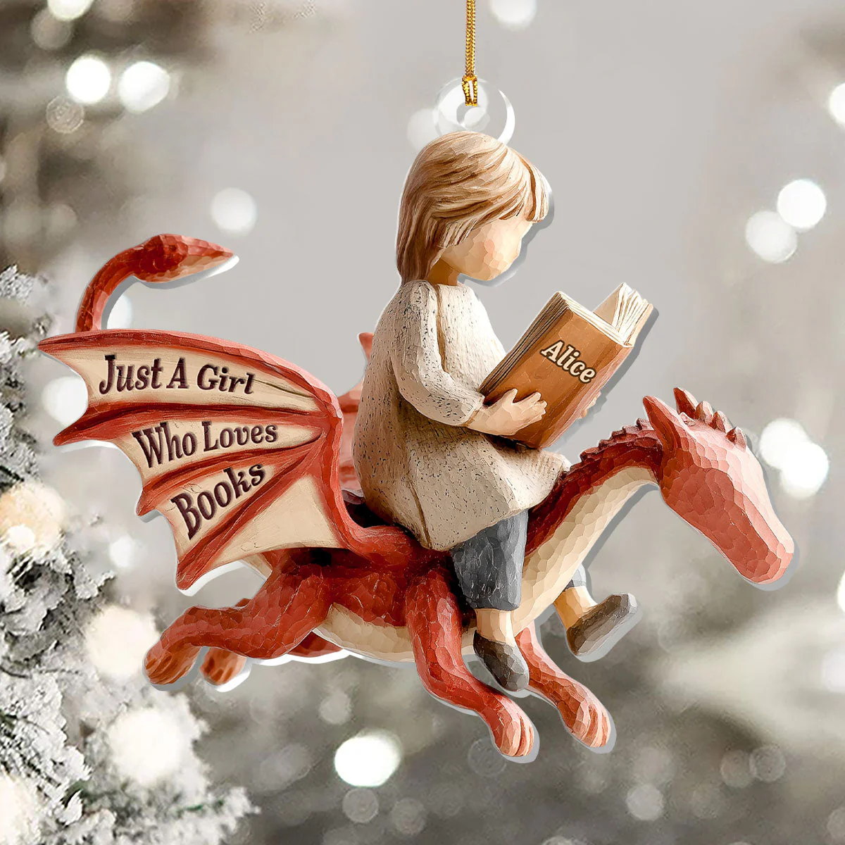 I Am A Book Dragon - Personalized Acrylic Ornament - Gift For Book Lover - Image 5