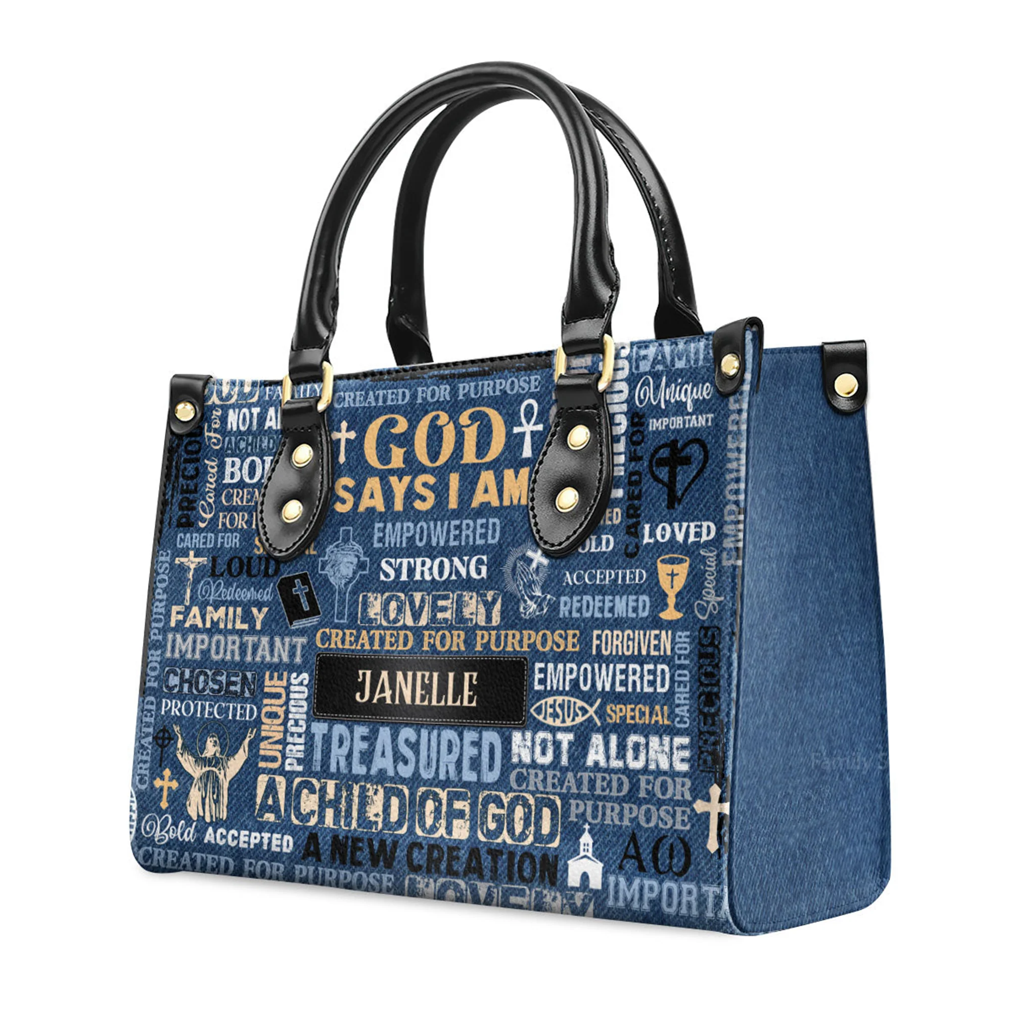 I Am A Child Of God - Scripture Gifts For Women Of God - Personalized Leather Handbag With Handle - AT4081204 - Image 3