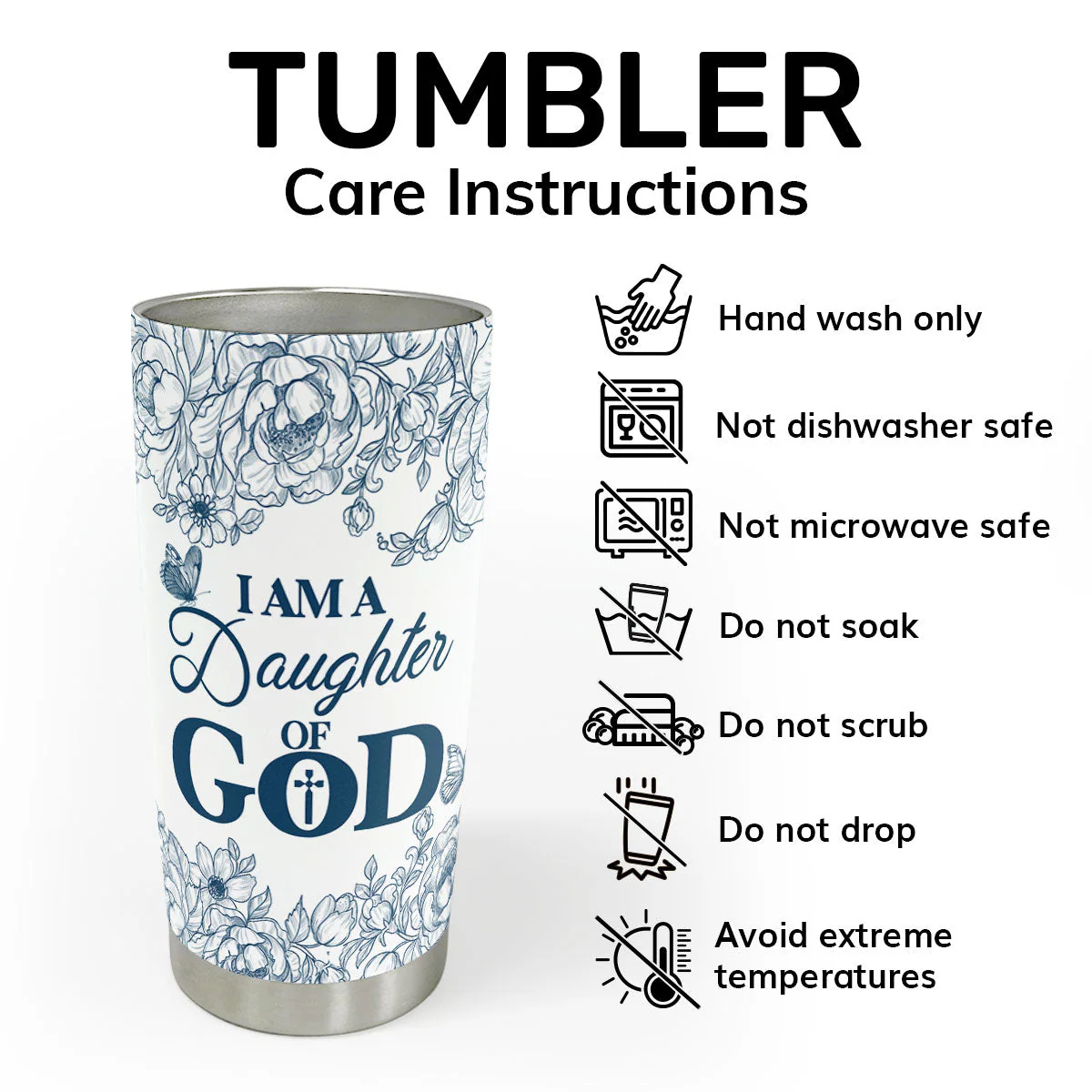 I Am A Daughter Of God - Personalized Stainless Steel Tumbler - Image 5