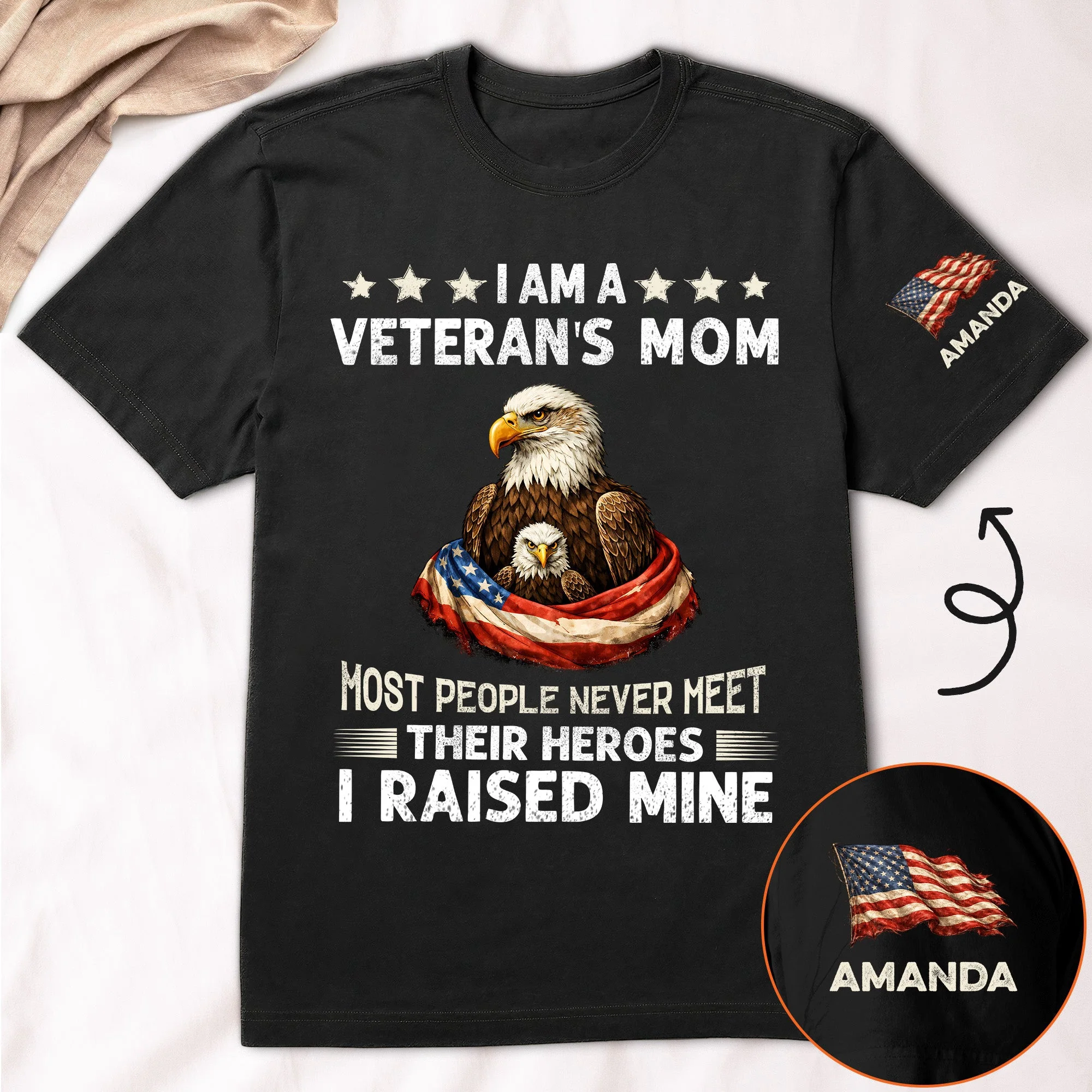 I Am A Veteran’s Mom I Was Raised By Mine - Personalized Shirt - Gift For Family, Patriotic Mom