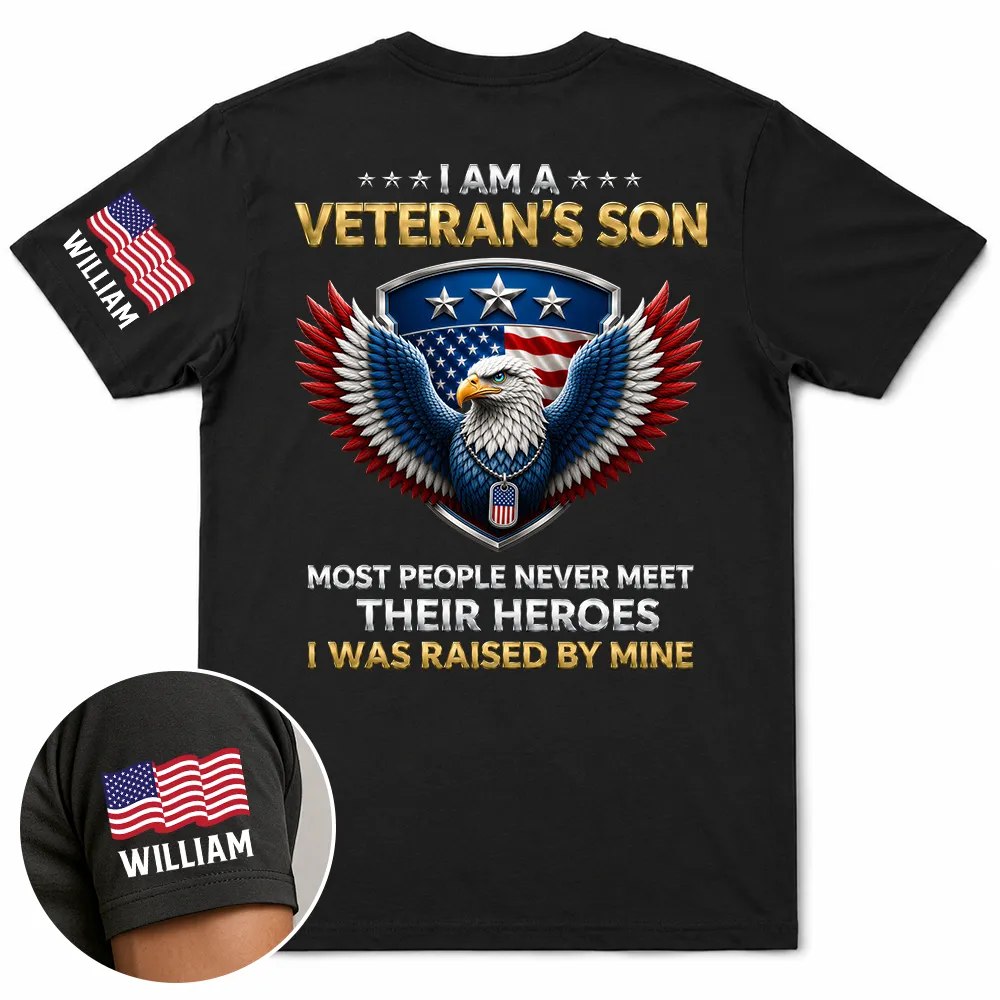 I Am A Veteran's Son Daughter - Personalized Shirt - Patriotic Gift For Family - Image 2