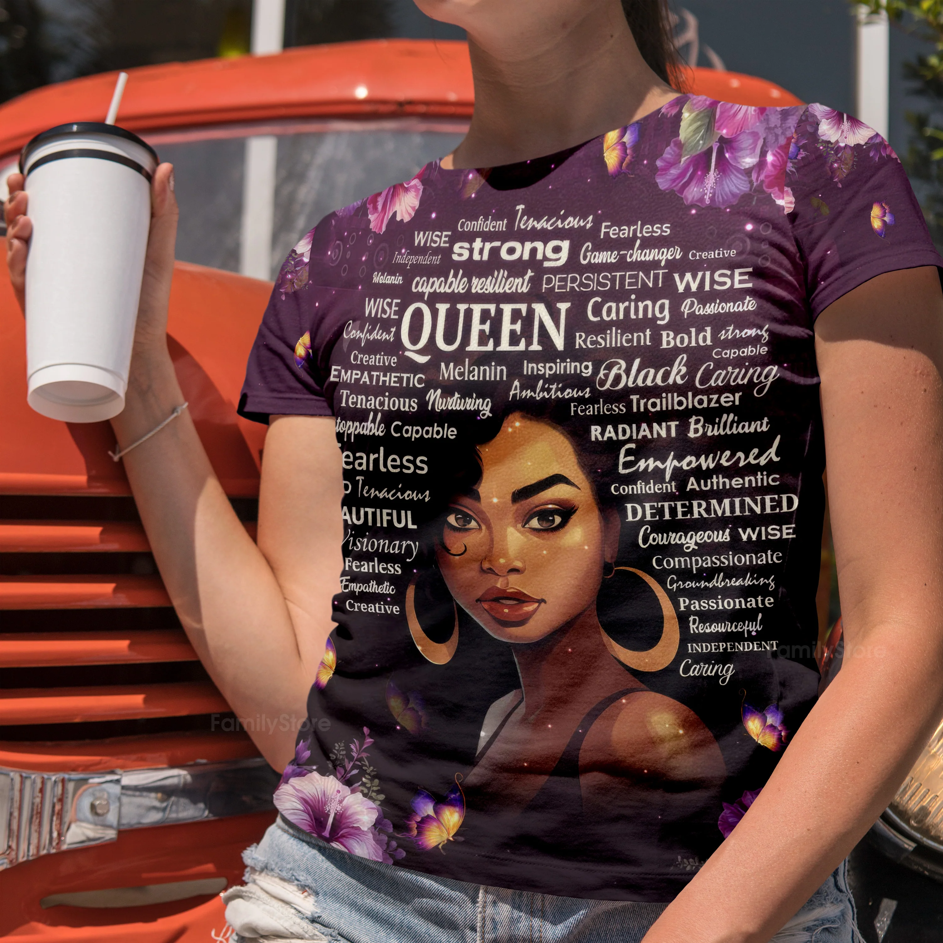 I Am Black Woman Affirmations - Personalized All Over Printed Tshirt - Birthday Gift For Black Woman, Mother, Friend, Sister | PT - Image 4