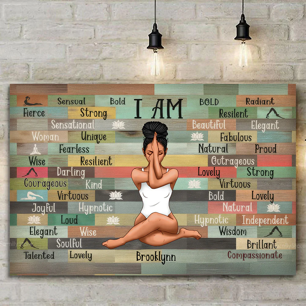 I Am Black Woman Yoga Pose - Personalized Poster Canvas - Gift for Black Woman, Black Girl, African American, Black History Month, Juneteenth - CLGOD02 NA94 - Image 3