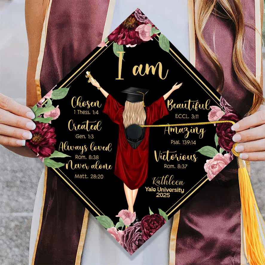 I Am Chosen Created Loved - Personalized Graduation Cap Topper | GR4 NA94 - Image 3