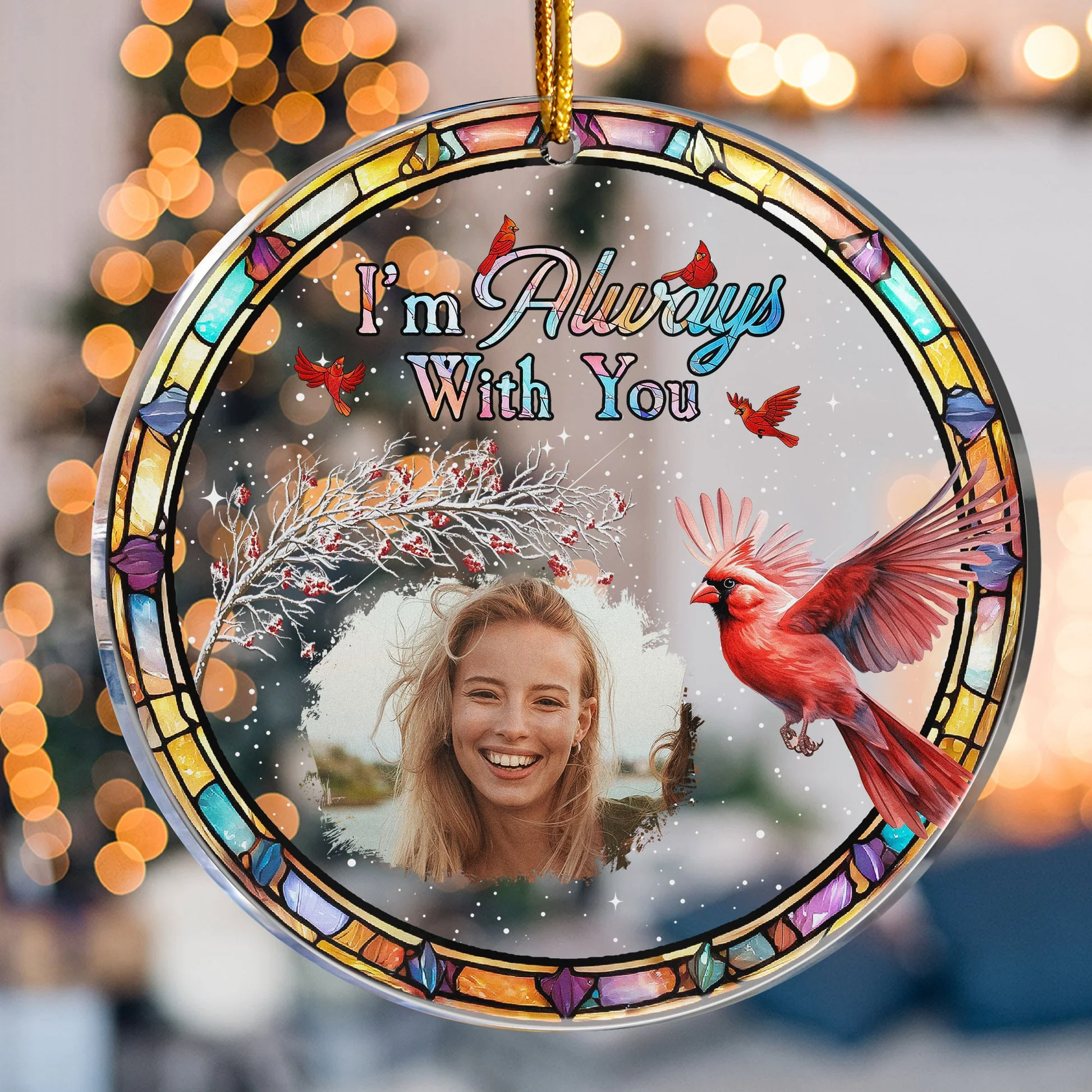 I Am Here With You Cardinal - Personalized Acrylic Photo Ornament PT CU4092704 - Image 4