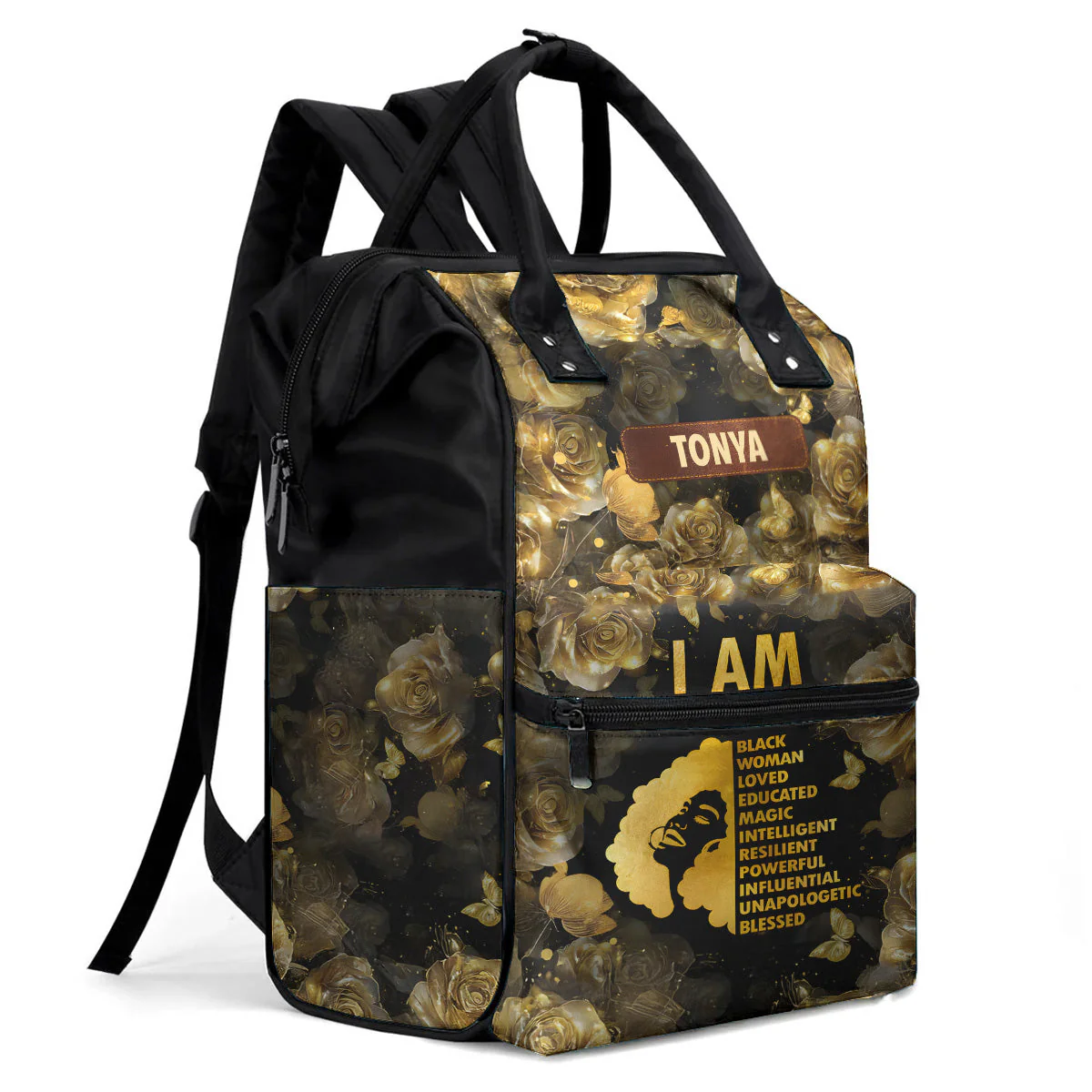 I Am Powerful Black Woman - Personalized Duckbilled Backpack - Gift For African American Queen HH01 - Image 2