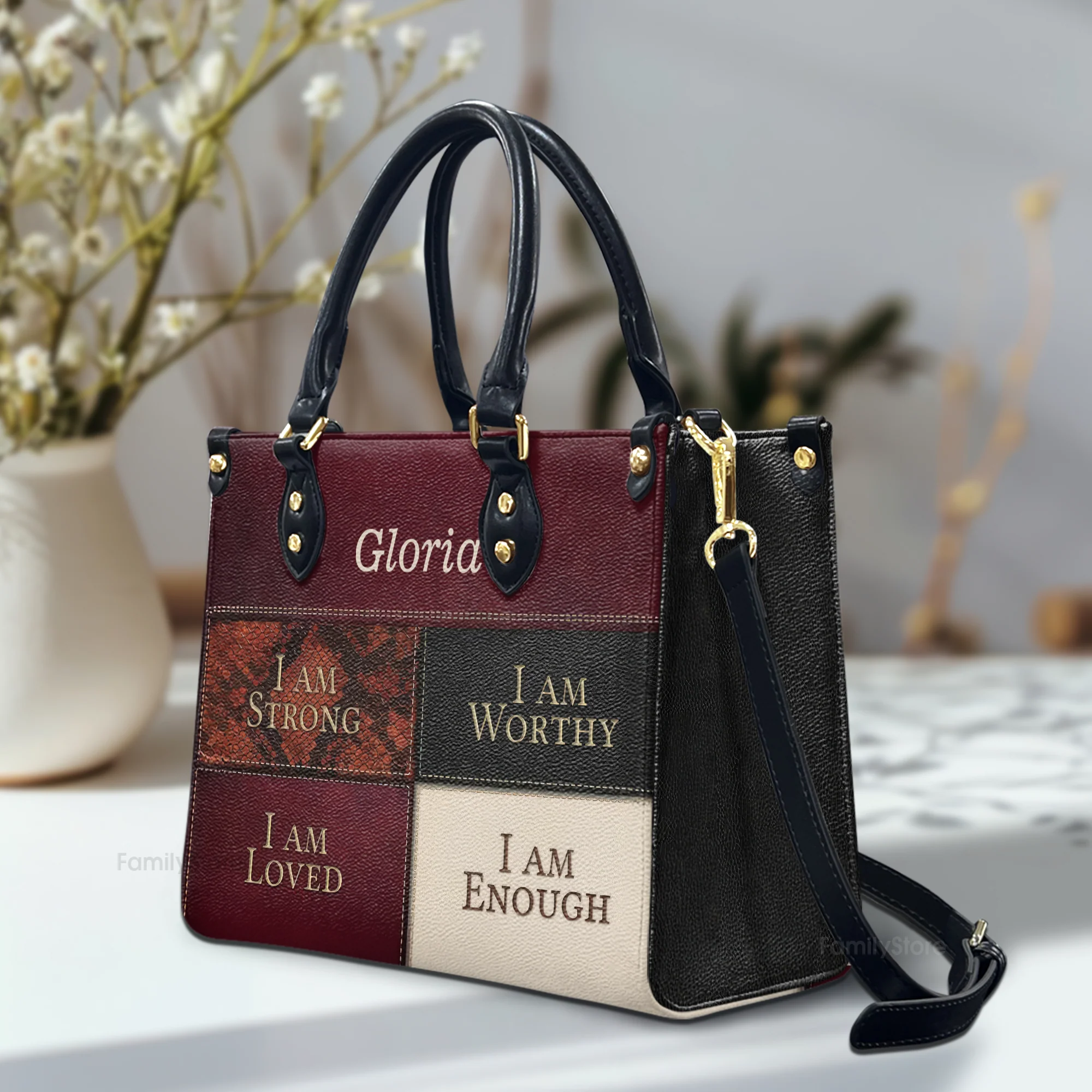 I Am Strong, I Am Worthy - Unique Personalized Leather Handbag - AT4080815 - Image 2